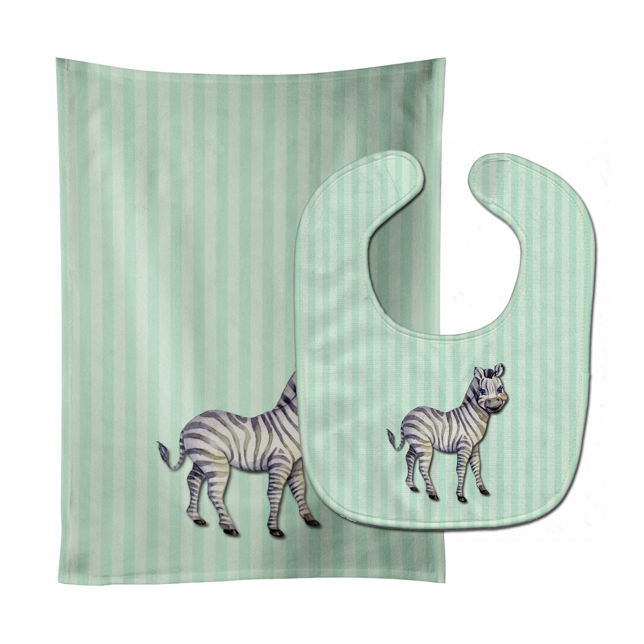 Zebra Baby Bib & Burp Cloth BB7143STBU by Caroline's Treasures