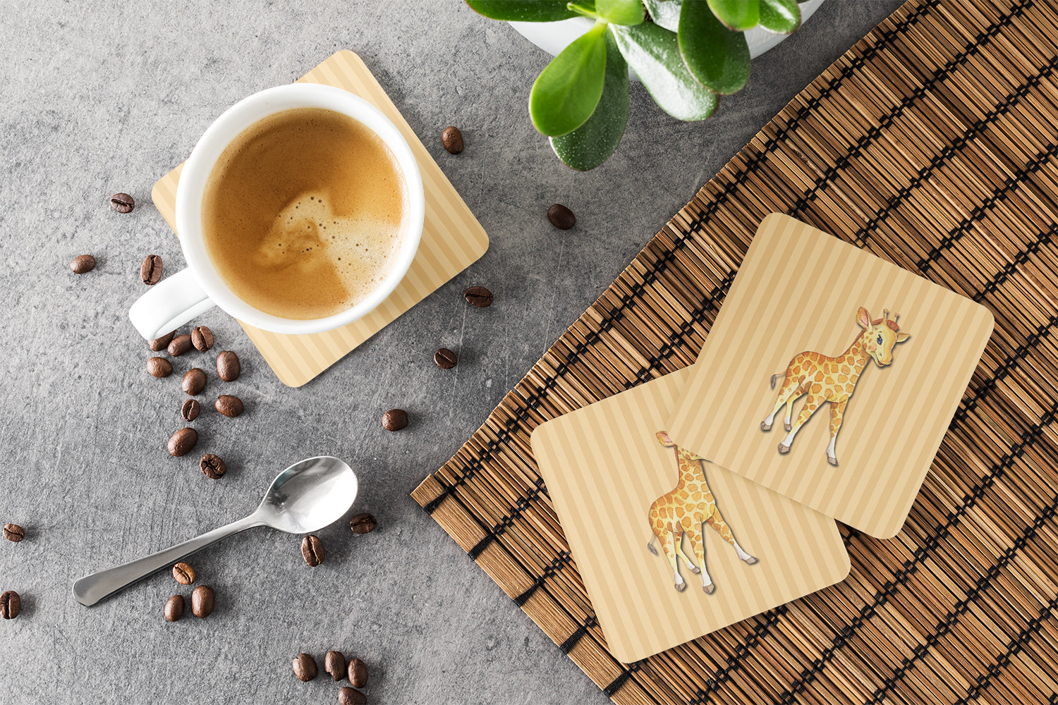 Giraffe Foam Coaster Set of 4 BB7144FC - the-store.com