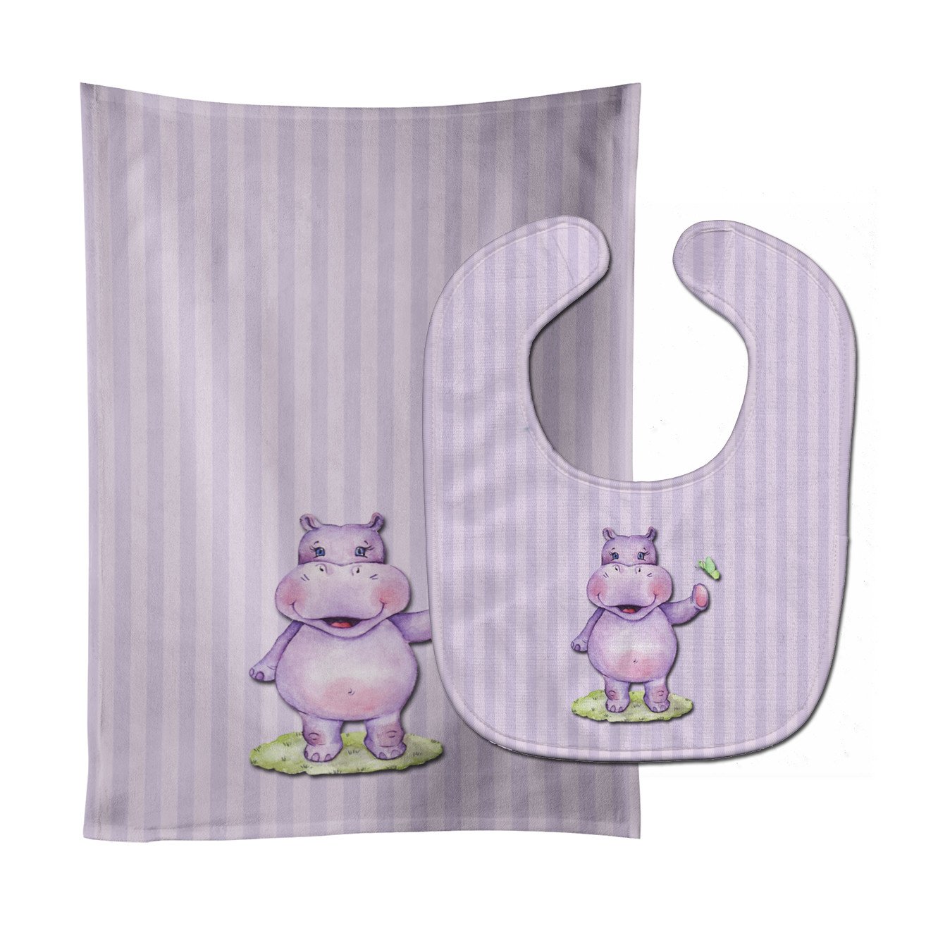 Hippopotamus Baby Bib & Burp Cloth BB7147STBU by Caroline's Treasures