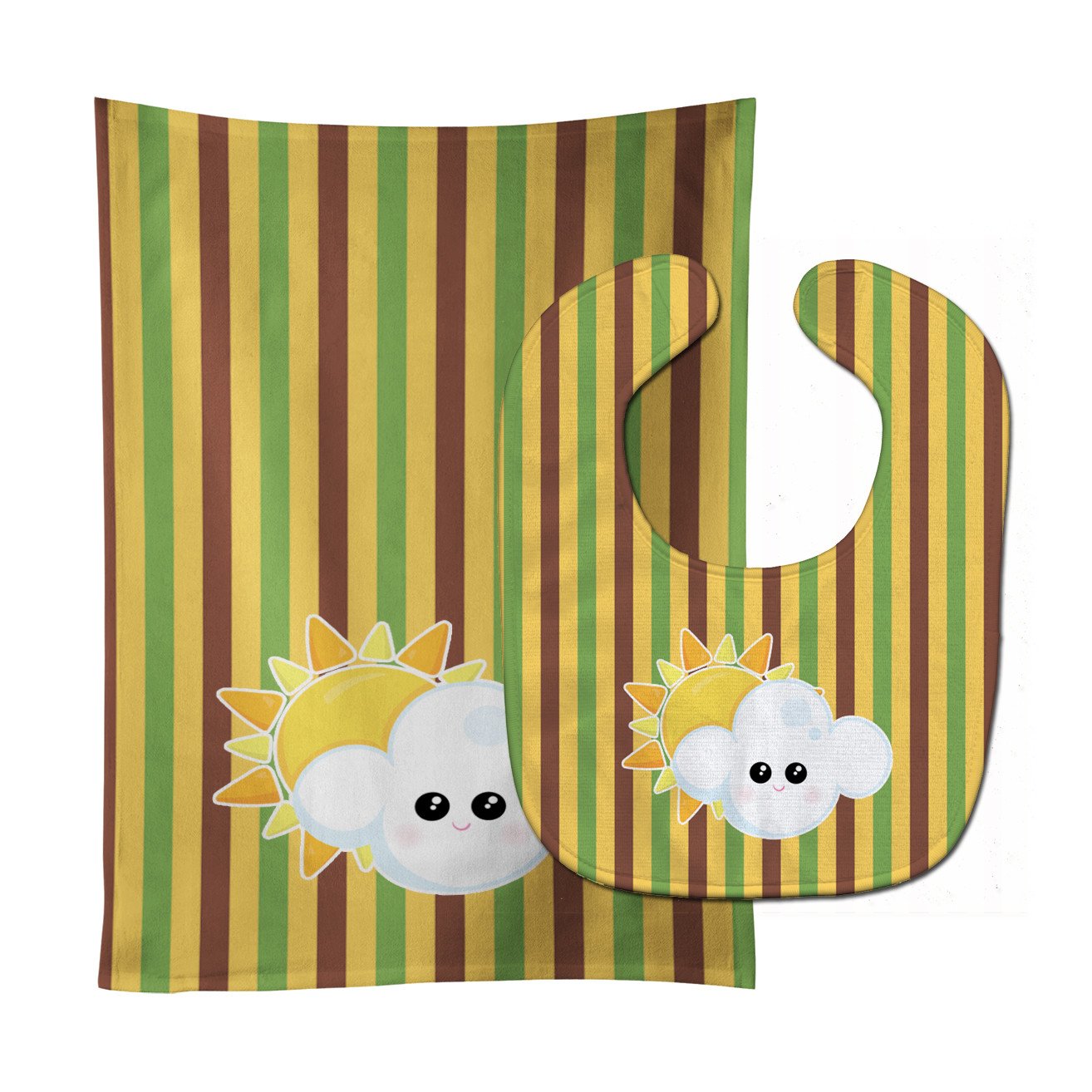 Weather Partly Cloudy Face Baby Bib & Burp Cloth BB7152STBU by Caroline's Treasures