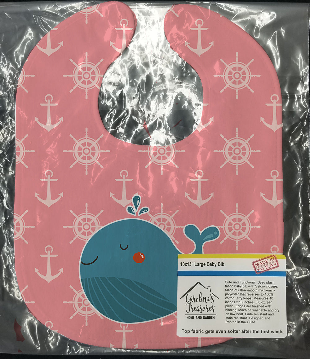 Whale on Pink Nautical Baby Bib BB7160BIB - the-store.com