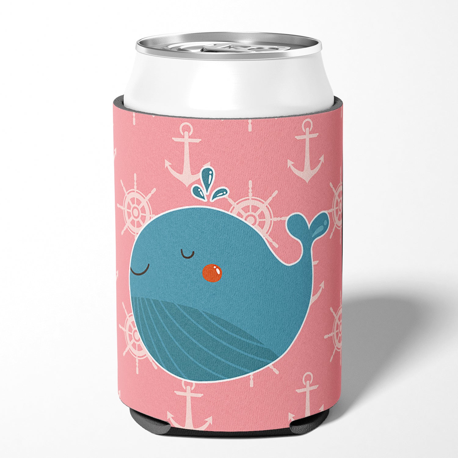 Whale on Pink Nautical Can or Bottle Hugger BB7160CC  the-store.com.