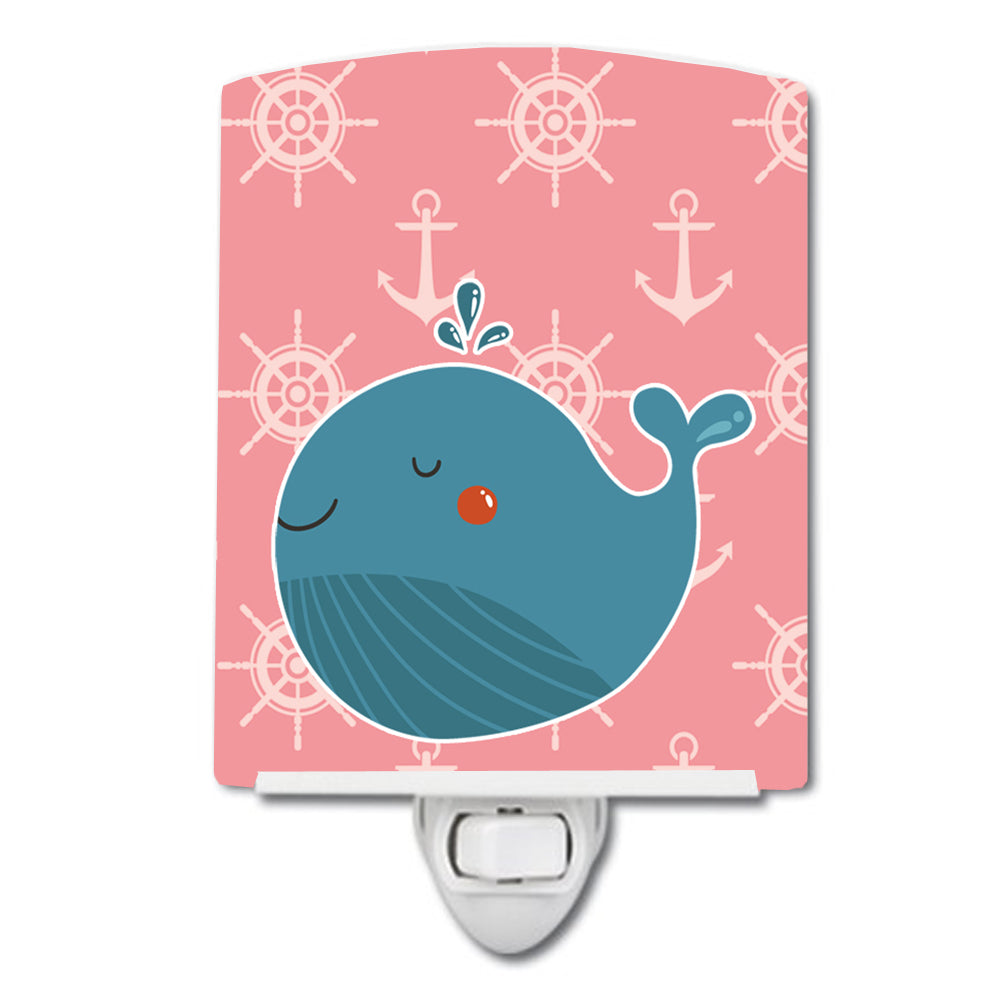 Whale on Pink Nautical Ceramic Night Light BB7160CNL - the-store.com