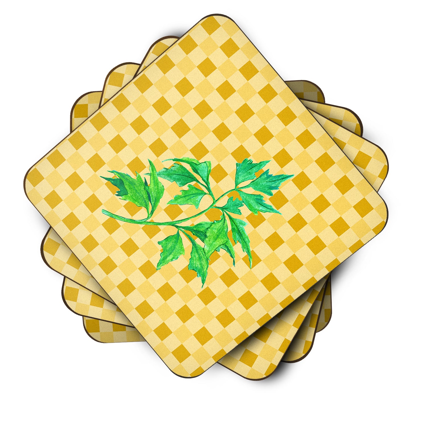 Celery on Basketweave Foam Coaster Set of 4 BB7192FC - the-store.com