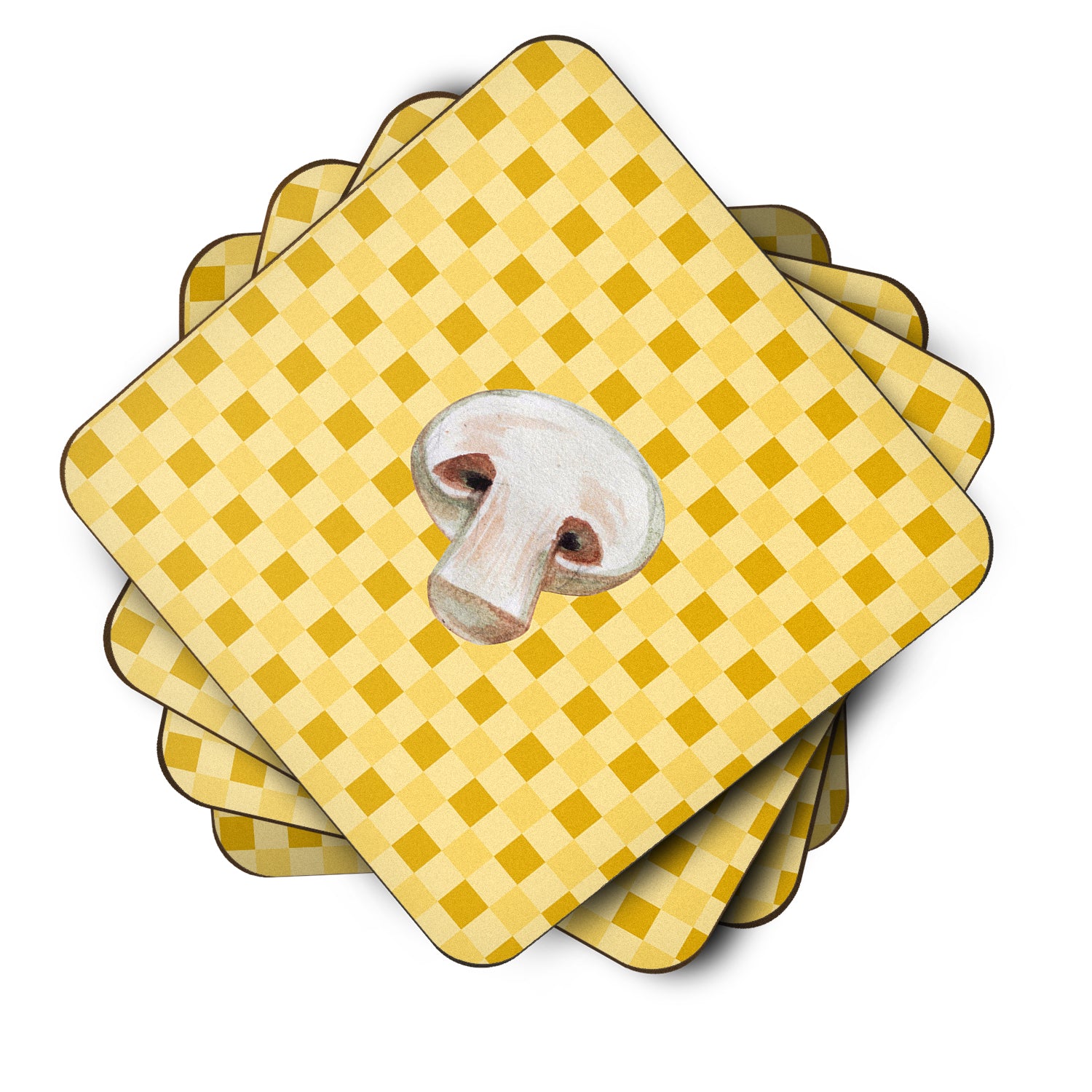 Champignon Mushroom on Basketweave Foam Coaster Set of 4 BB7193FC - the-store.com