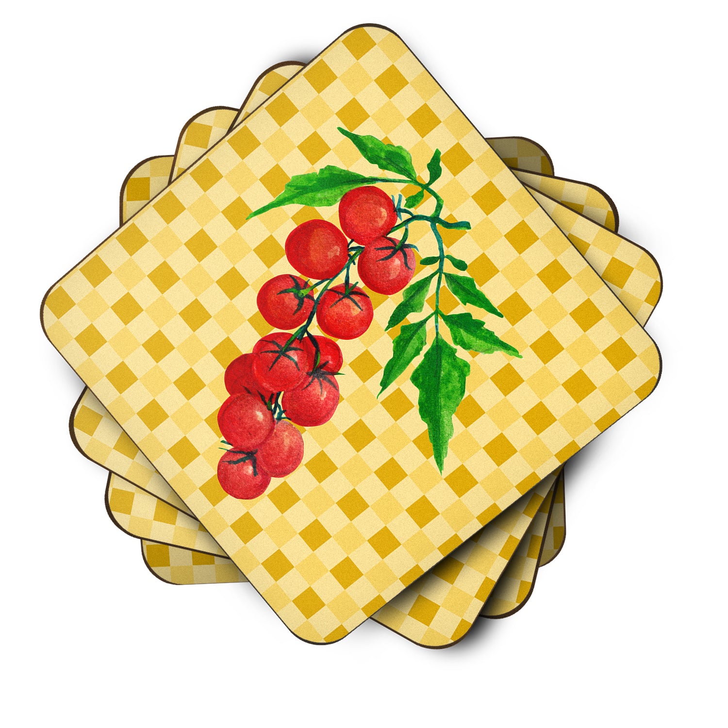 Cherry Tomato on Basketweave Foam Coaster Set of 4 BB7194FC - the-store.com