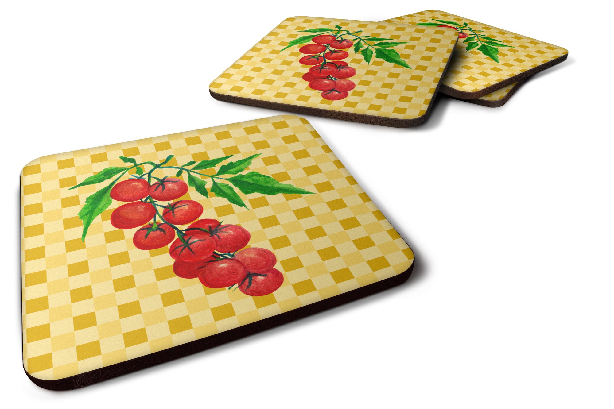 Cherry Tomato on Basketweave Foam Coaster Set of 4 BB7194FC - the-store.com