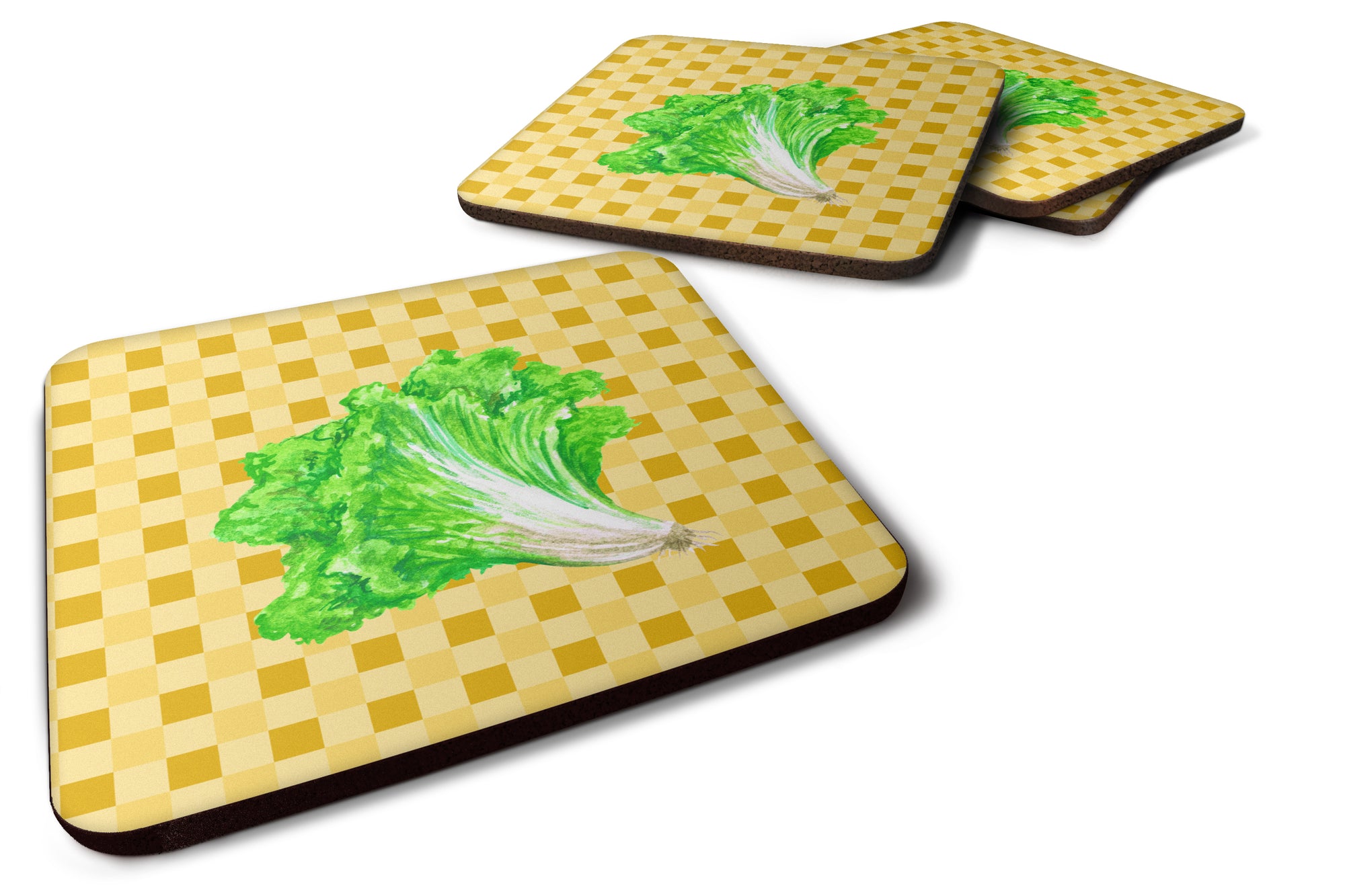 Lettuce on Basketweave Foam Coaster Set of 4 BB7203FC - the-store.com