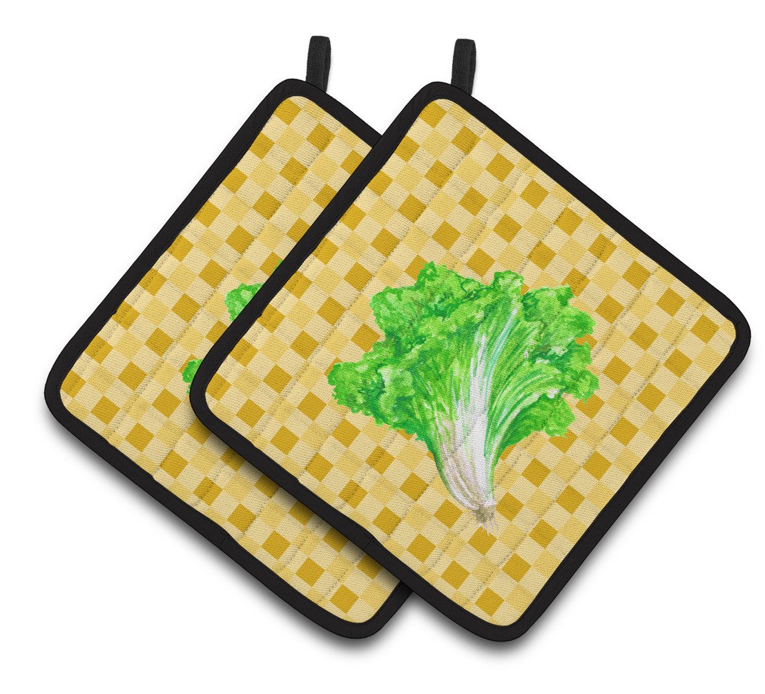 Lettuce on Basketweave Pair of Pot Holders BB7203PTHD by Caroline's Treasures