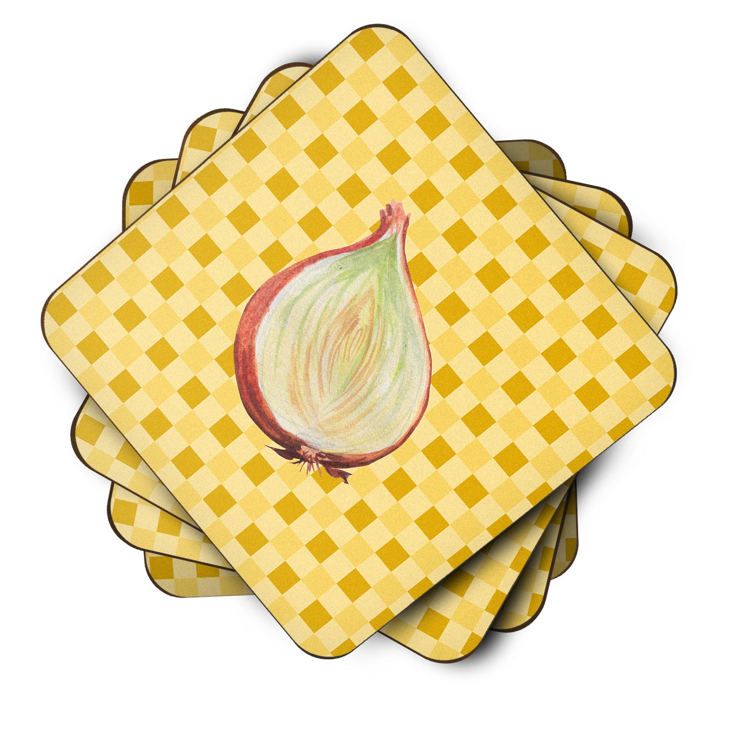 Onion on Basketweave Foam Coaster Set of 4 BB7205FC - the-store.com