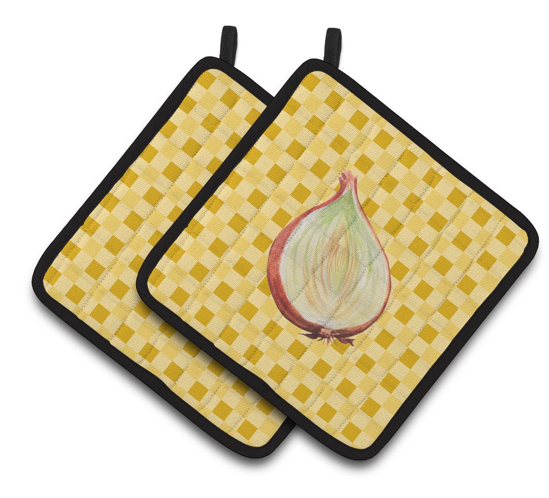 Onion on Basketweave Pair of Pot Holders BB7205PTHD by Caroline's Treasures