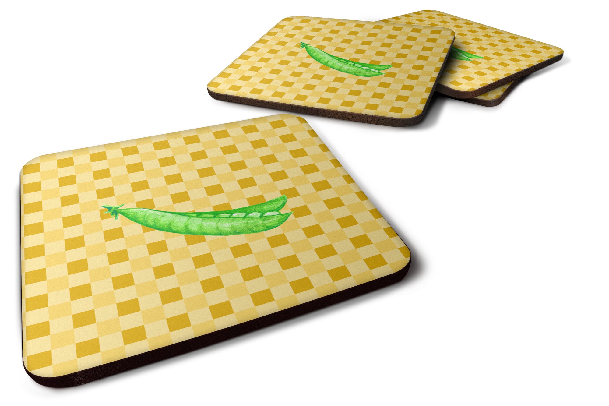 Peas on Basketweave Foam Coaster Set of 4 BB7207FC - the-store.com