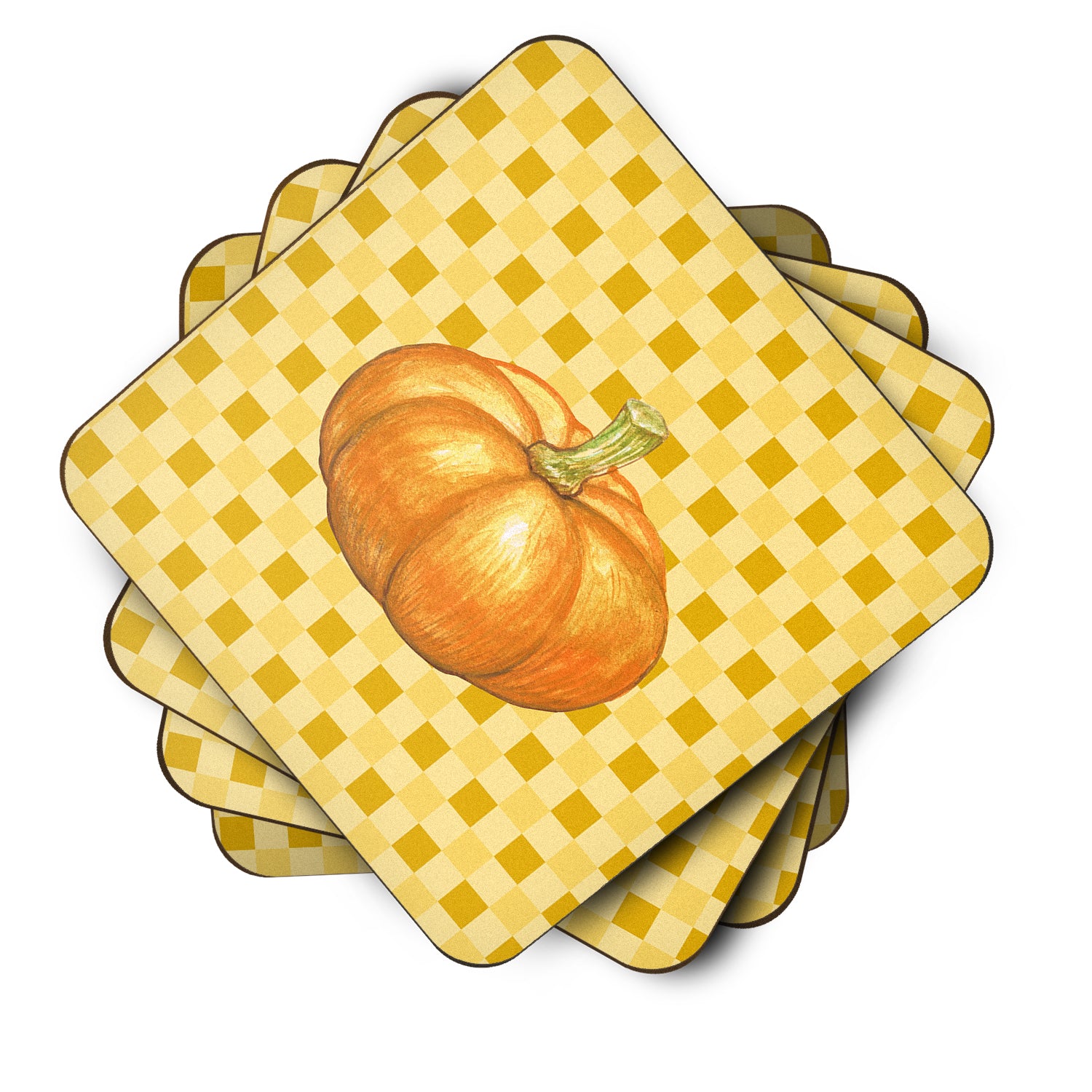 Pumpkin on Basketweave Foam Coaster Set of 4 BB7209FC - the-store.com