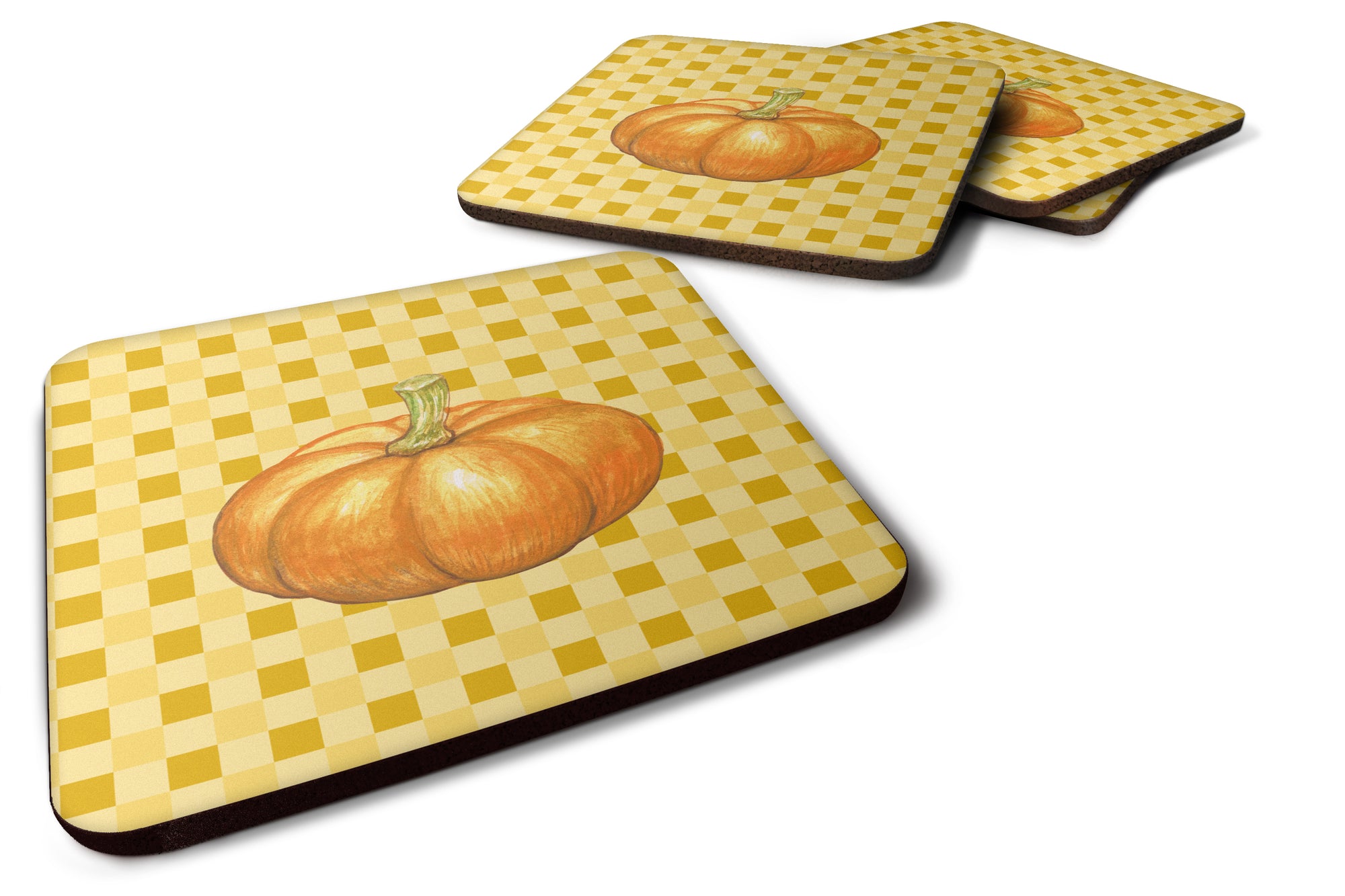 Pumpkin on Basketweave Foam Coaster Set of 4 BB7209FC - the-store.com