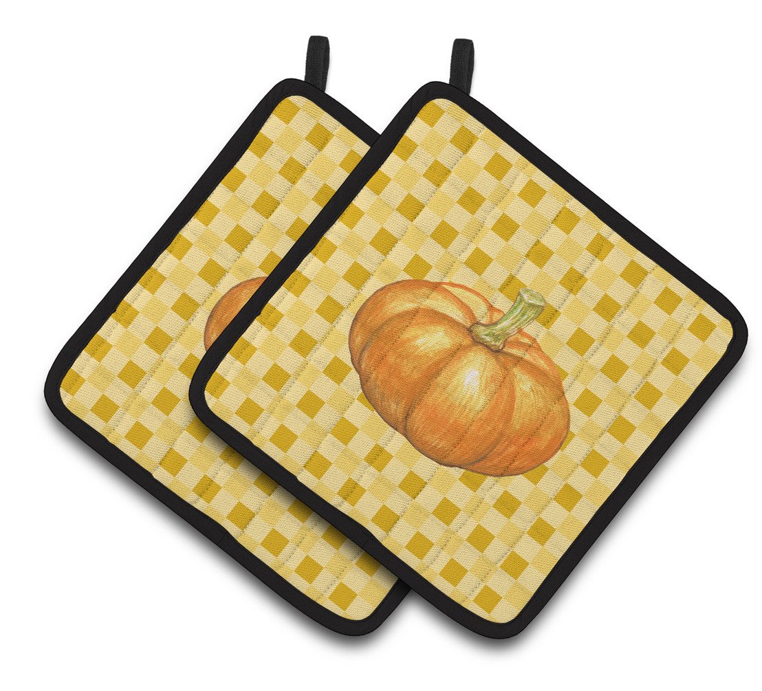 Pumpkin on Basketweave Pair of Pot Holders BB7209PTHD by Caroline's Treasures