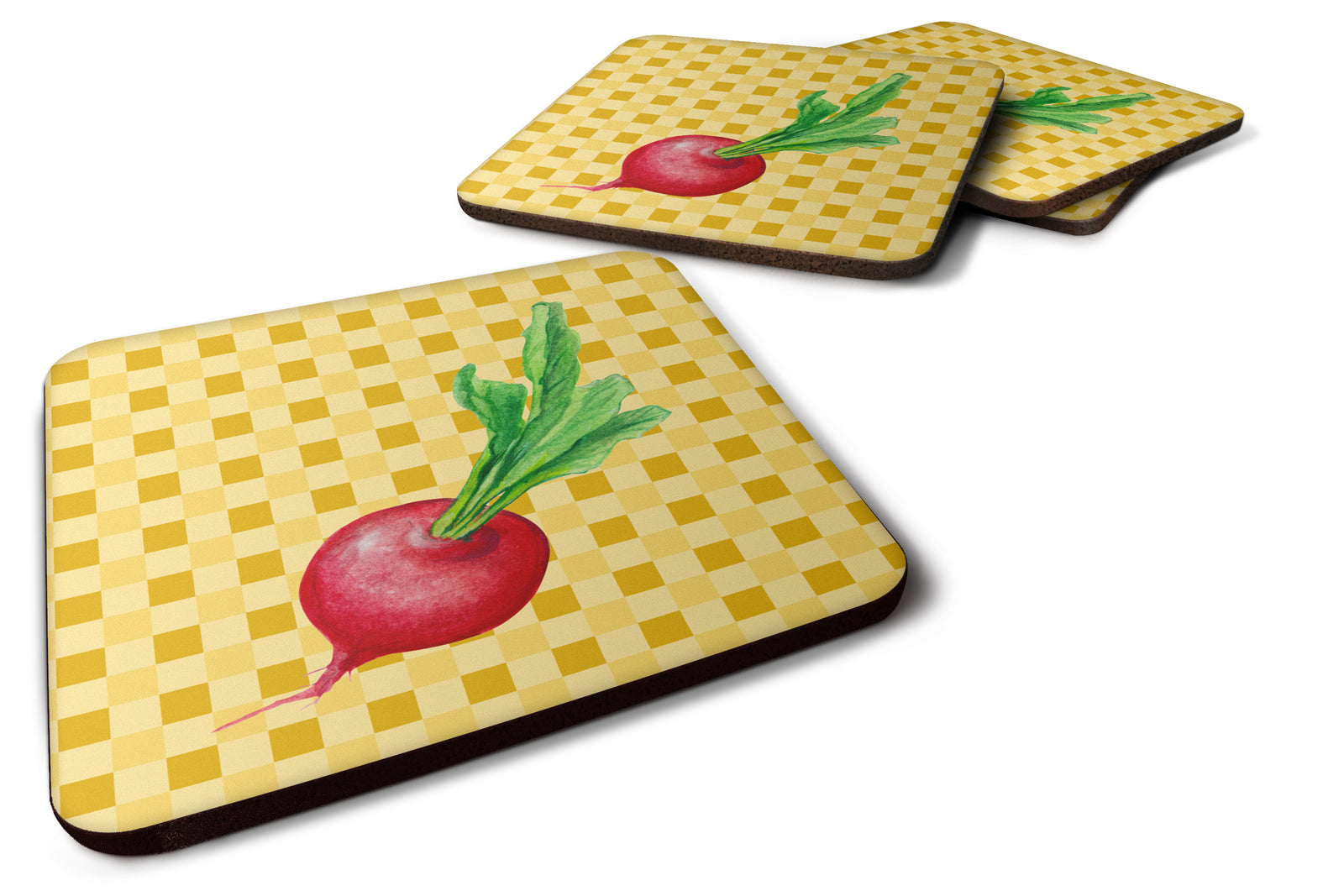 Radish on Basketweave Foam Coaster Set of 4 BB7210FC - the-store.com