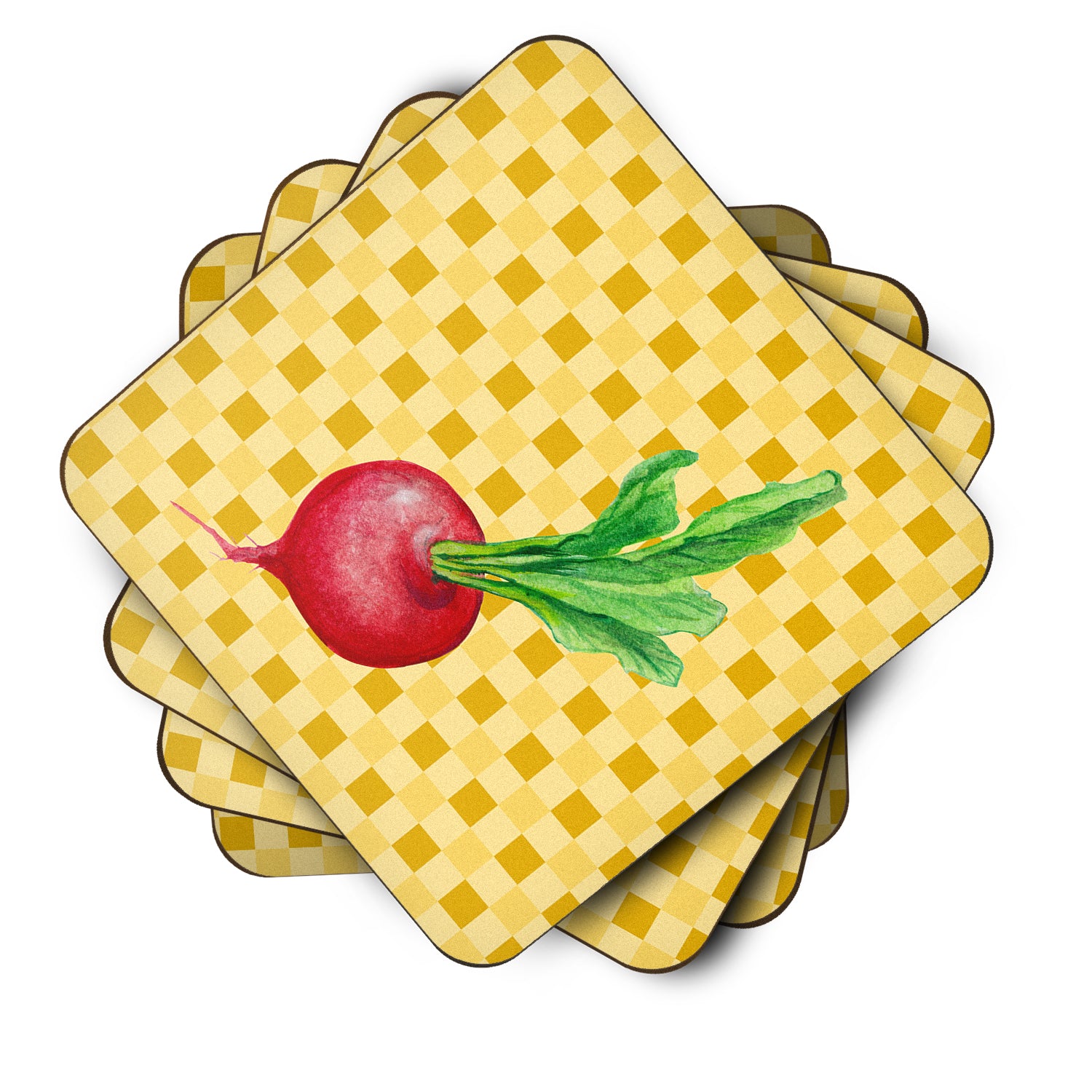 Radish on Basketweave Foam Coaster Set of 4 BB7210FC - the-store.com