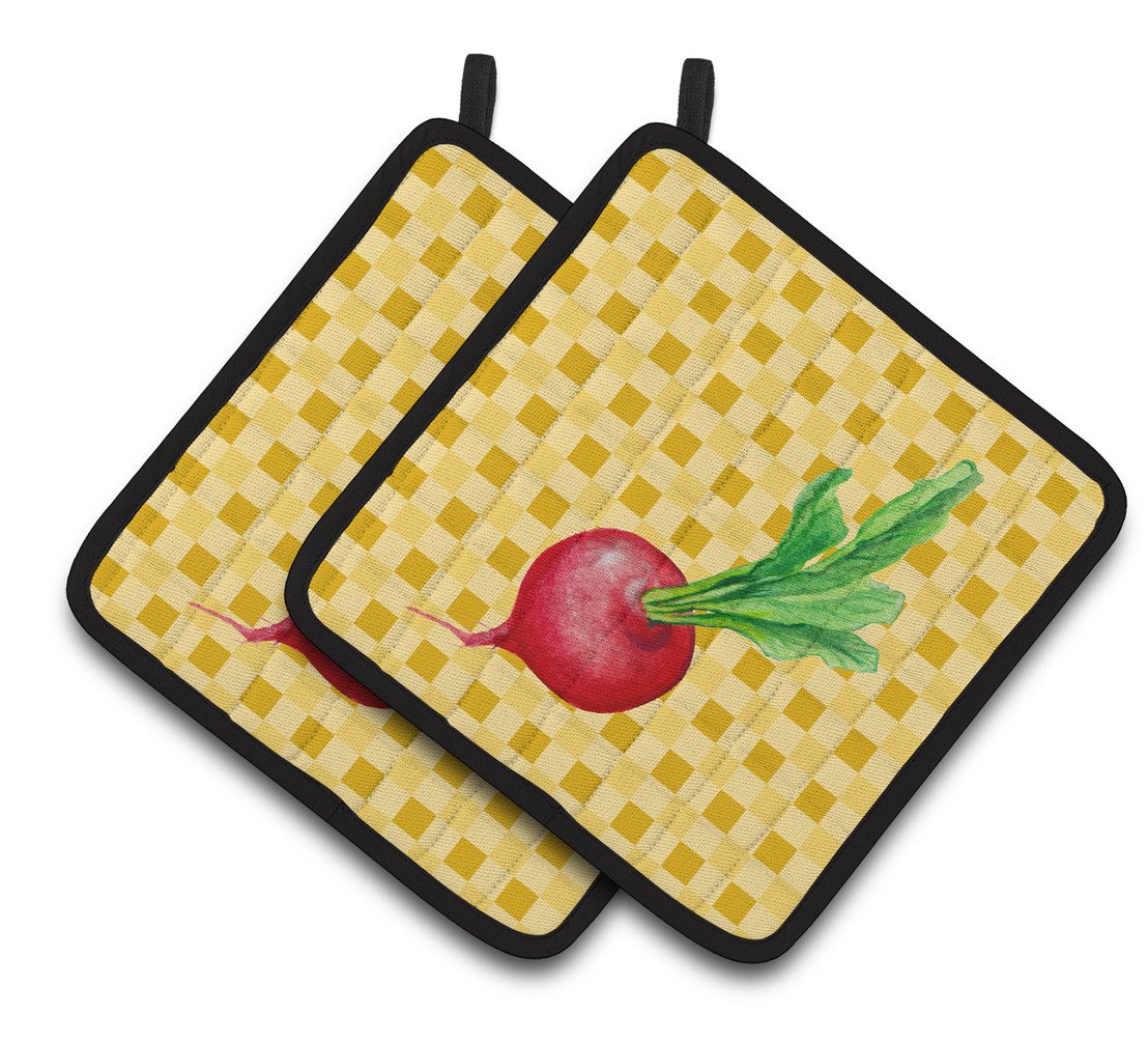 Radish on Basketweave Pair of Pot Holders BB7210PTHD by Caroline's Treasures