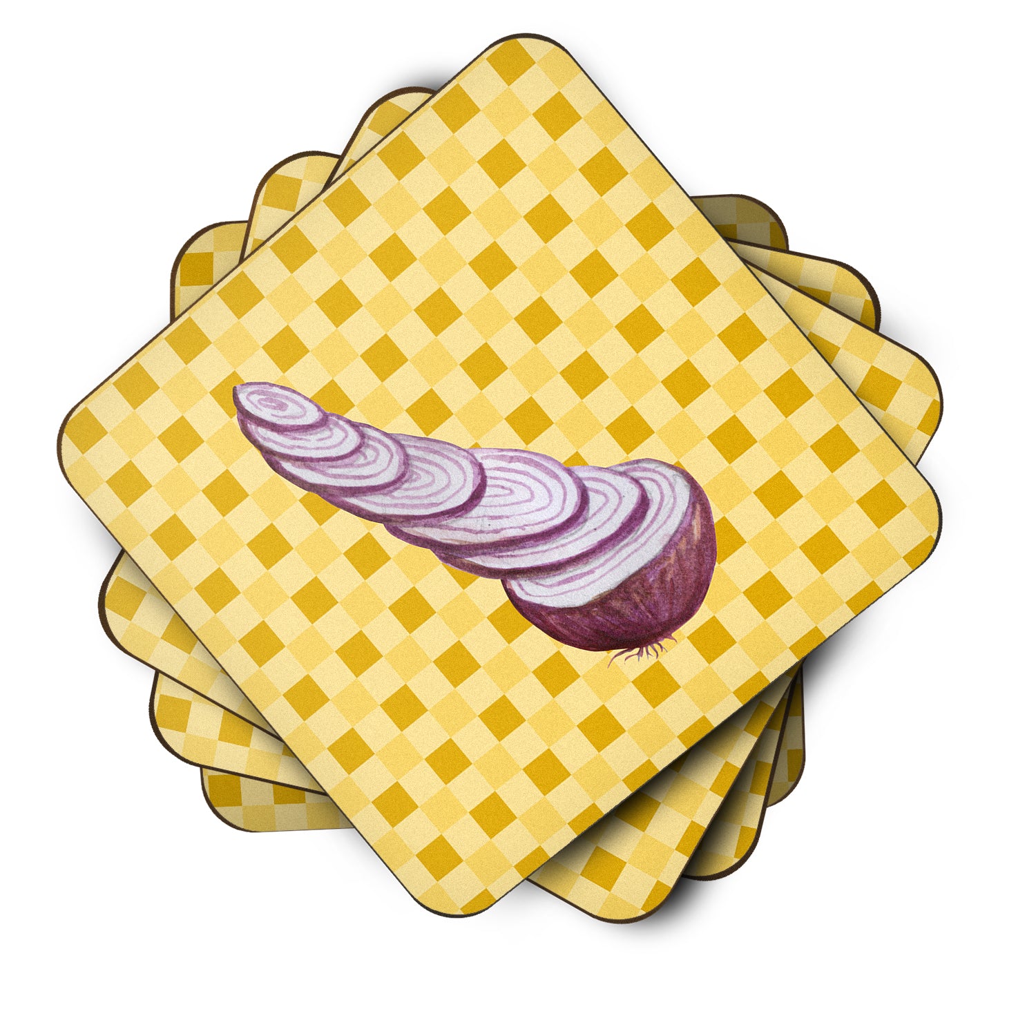 Red Onion on Basketweave Foam Coaster Set of 4 BB7211FC - the-store.com