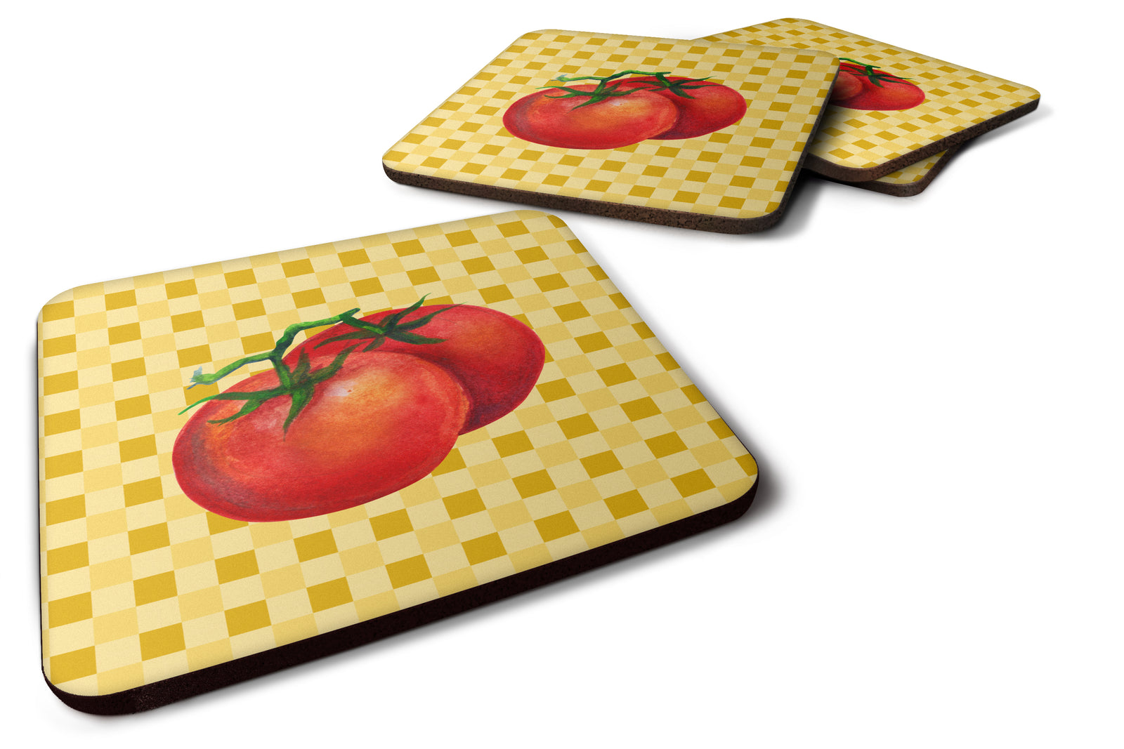 Tomato on Basketweave Foam Coaster Set of 4 BB7215FC - the-store.com