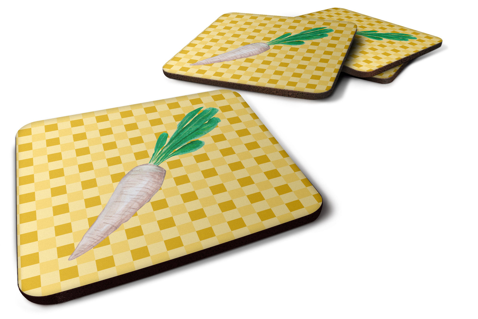 White Radish on Basketweave Foam Coaster Set of 4 BB7216FC - the-store.com