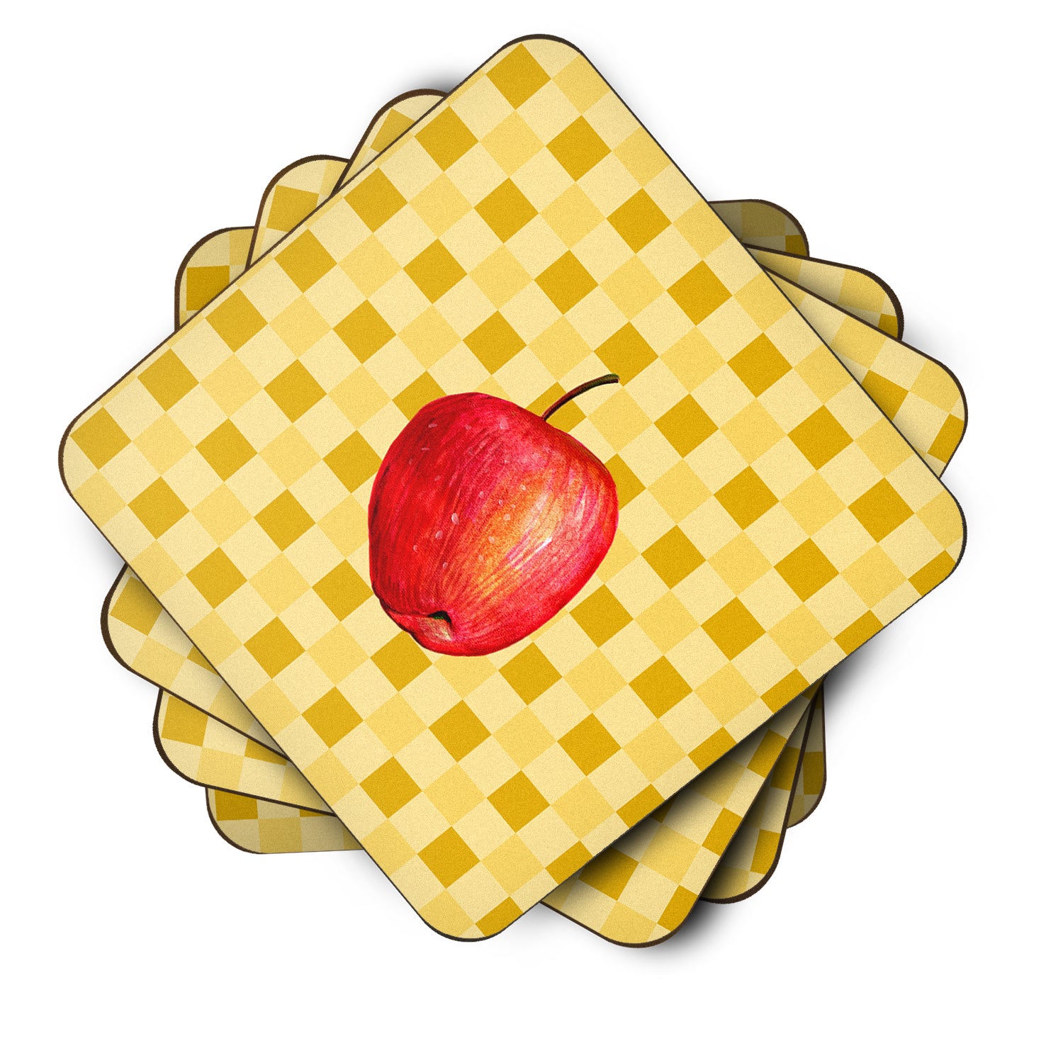 Whole Apple on Basketweave Foam Coaster Set of 4 BB7217FC - the-store.com