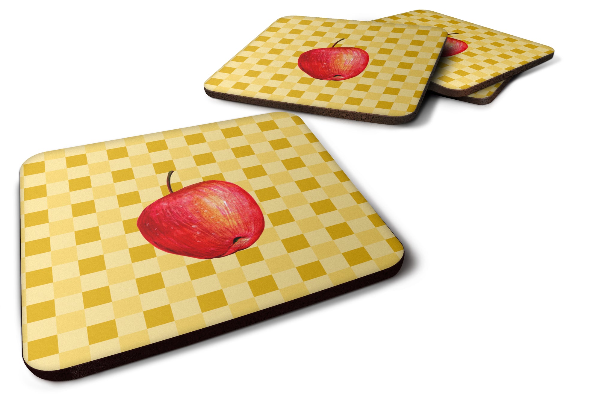 Whole Apple on Basketweave Foam Coaster Set of 4 BB7217FC - the-store.com