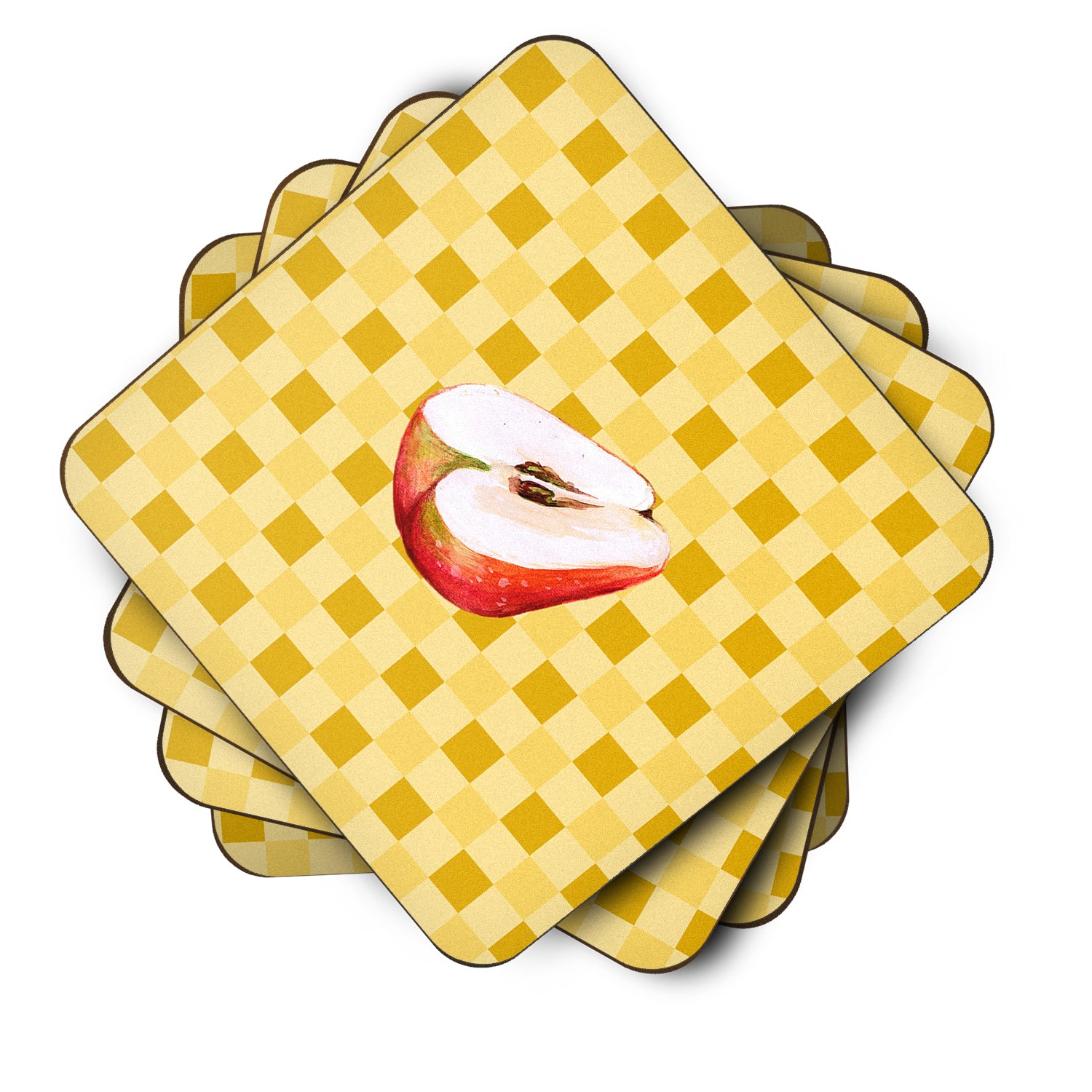 Sliced Apple on Basketweave Foam Coaster Set of 4 BB7219FC - the-store.com