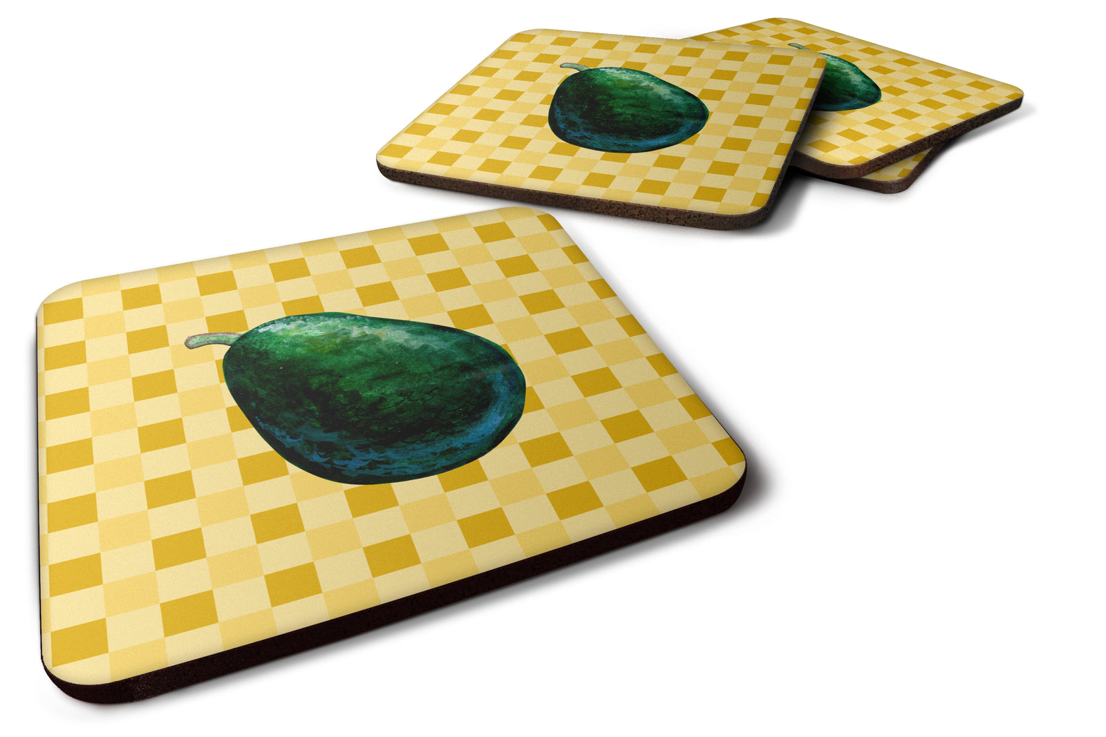 Whole Avacado on Basketweave Foam Coaster Set of 4 BB7220FC - the-store.com