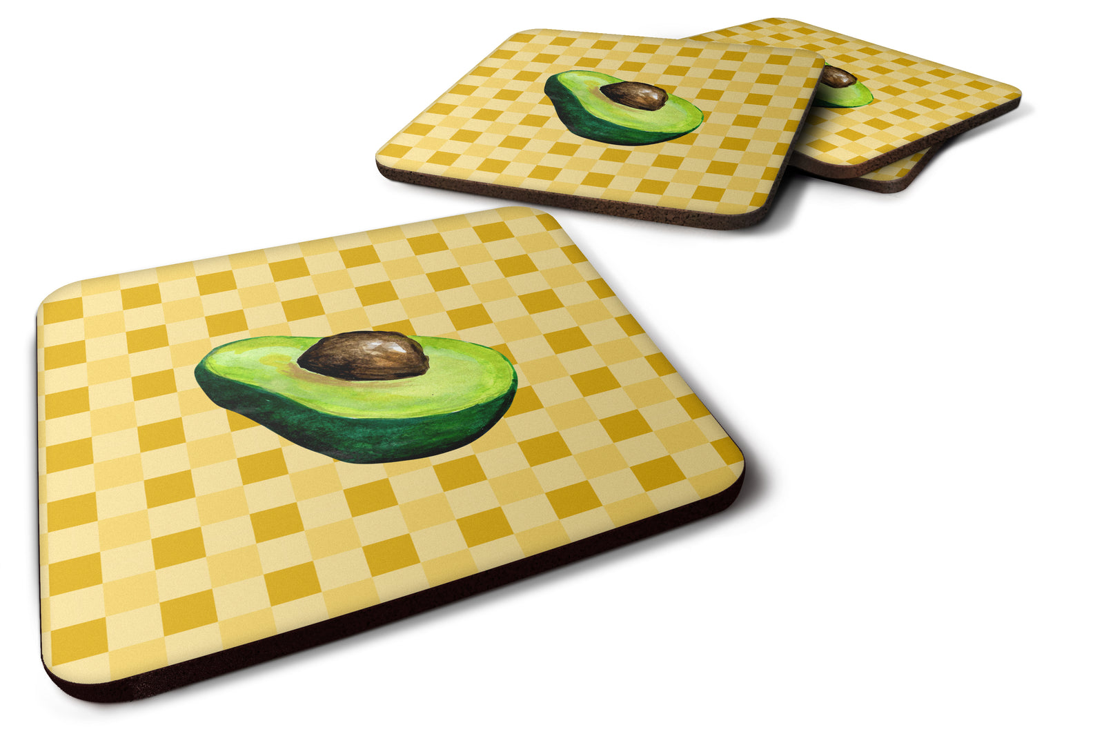 Sliced Avacado on Basketweave Foam Coaster Set of 4 BB7221FC - the-store.com