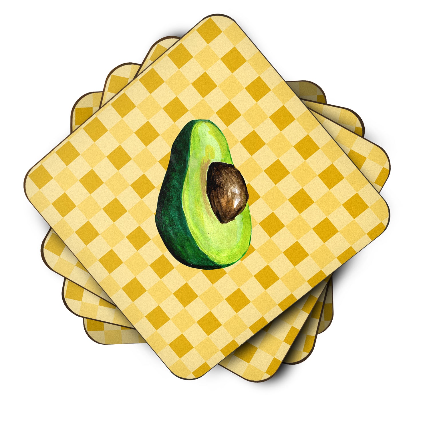 Sliced Avacado on Basketweave Foam Coaster Set of 4 BB7221FC - the-store.com