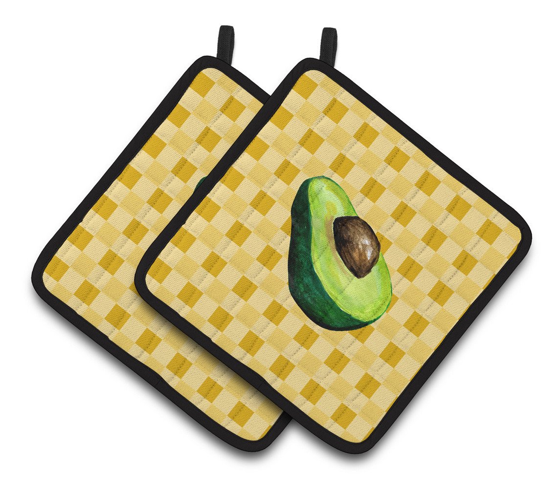 Sliced Avacado on Basketweave Pair of Pot Holders BB7221PTHD by Caroline's Treasures