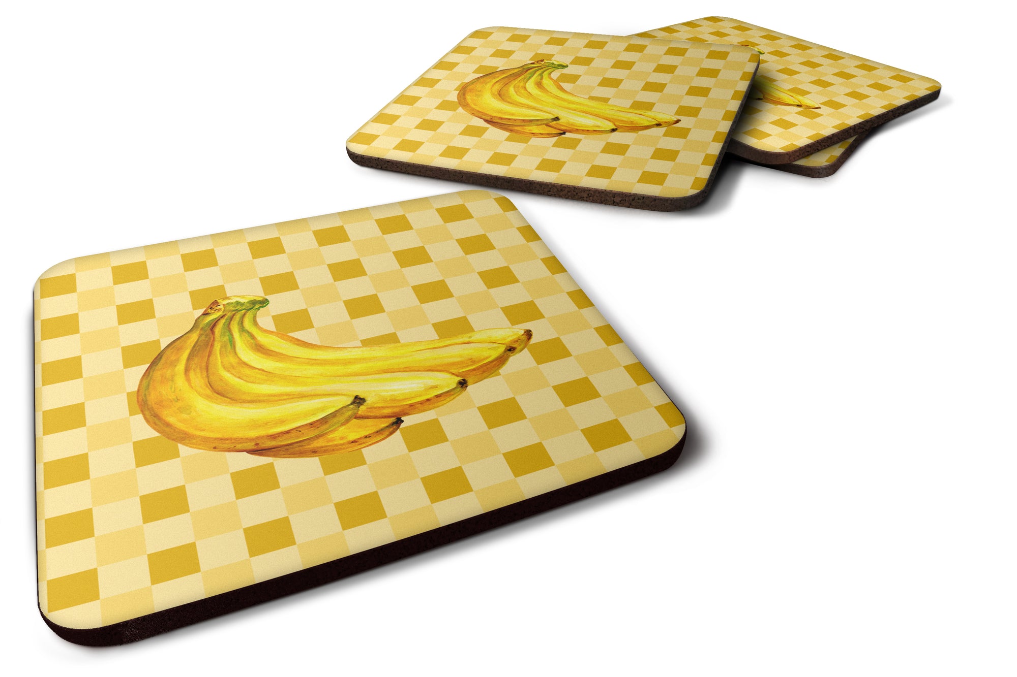 Banana Bunch on Basketweave Foam Coaster Set of 4 BB7222FC - the-store.com