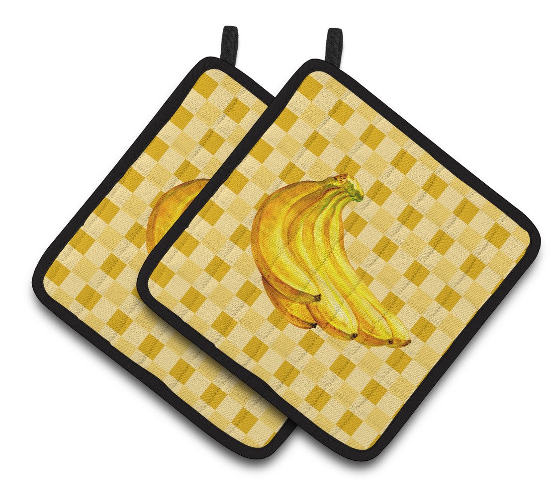 Banana Bunch on Basketweave Pair of Pot Holders BB7222PTHD by Caroline's Treasures