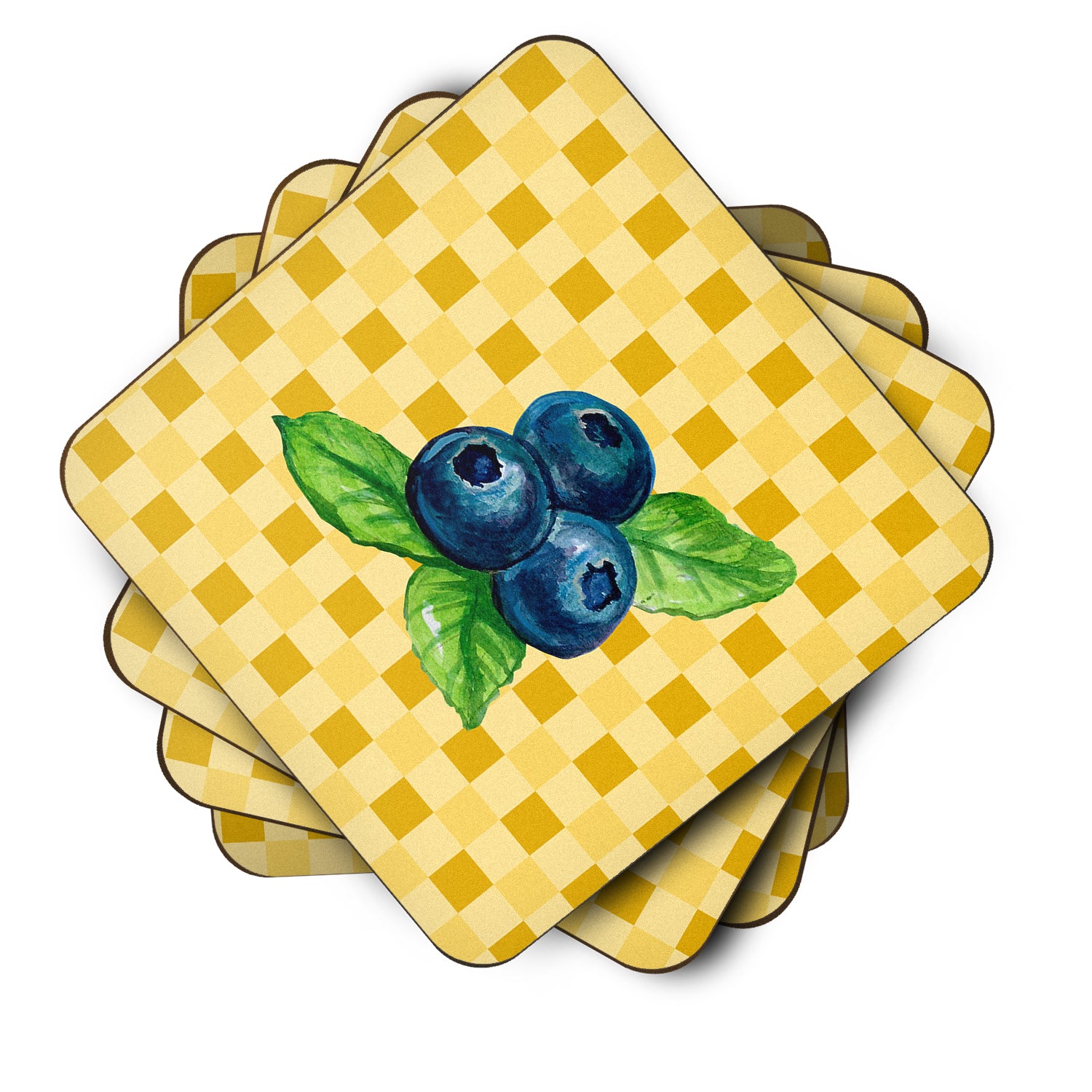 Blueberries on Basketweave Foam Coaster Set of 4 BB7223FC - the-store.com