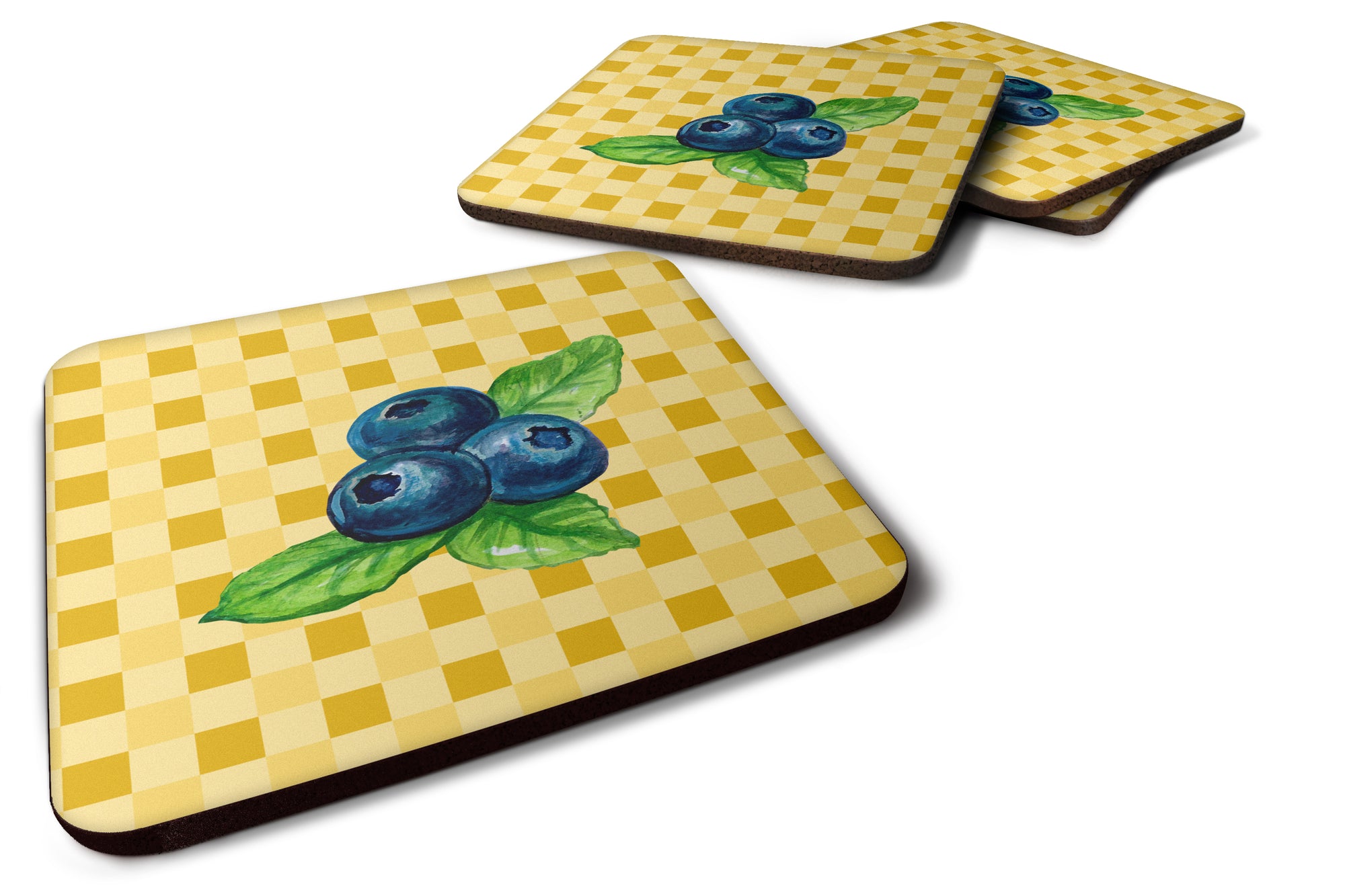 Blueberries on Basketweave Foam Coaster Set of 4 BB7223FC - the-store.com