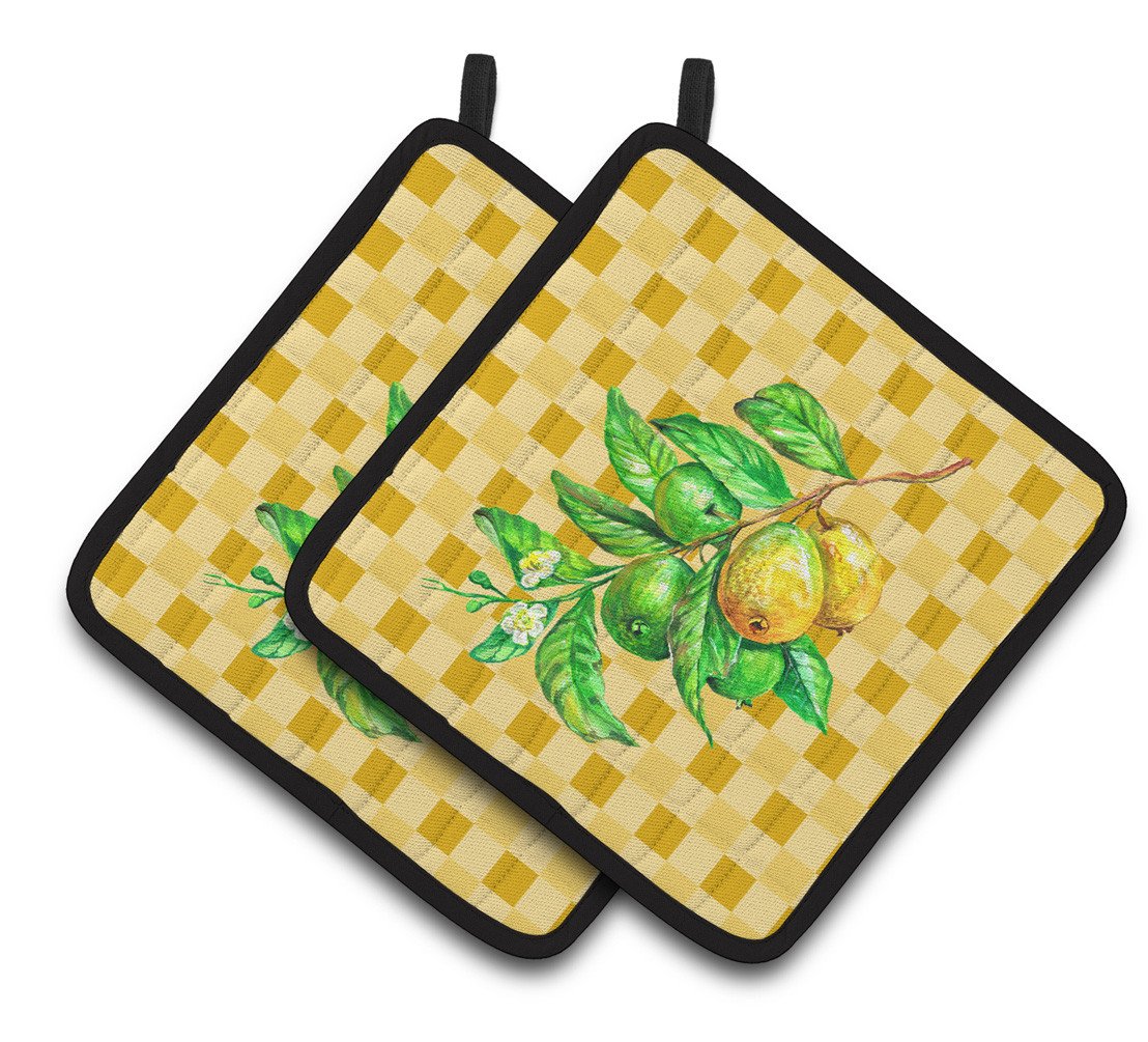 Guavas Branch on Basketweave Pair of Pot Holders BB7228PTHD by Caroline&#39;s Treasures