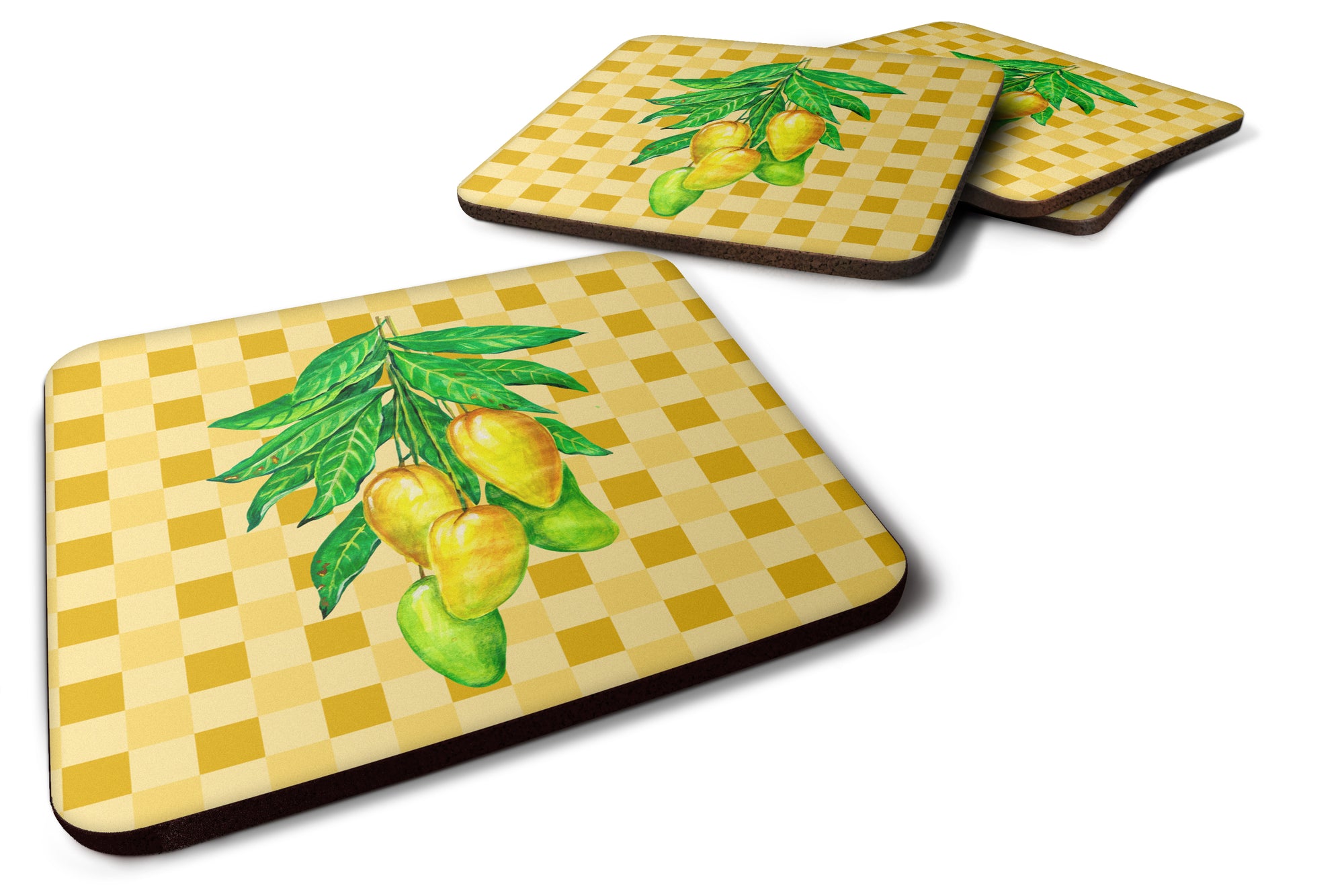 Mangos on Branch on Basketweave Foam Coaster Set of 4 BB7232FC - the-store.com