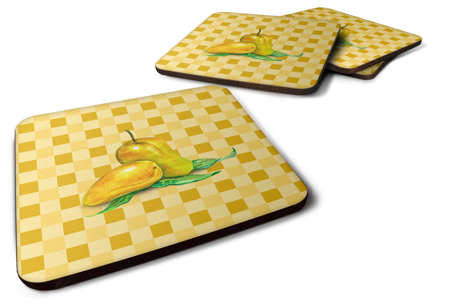 Mangos on Basketweave Foam Coaster Set of 4 BB7233FC - the-store.com