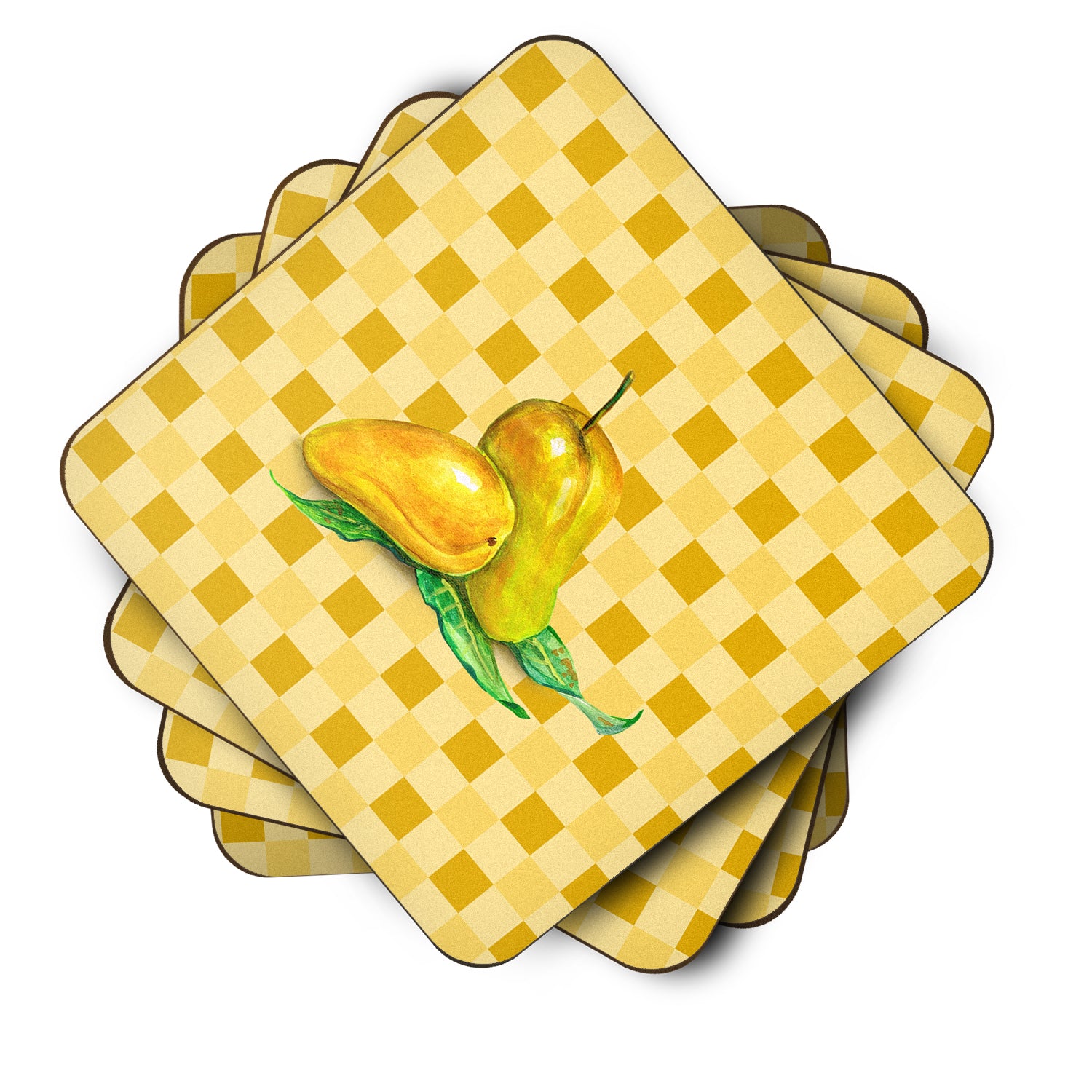 Mangos on Basketweave Foam Coaster Set of 4 BB7233FC - the-store.com