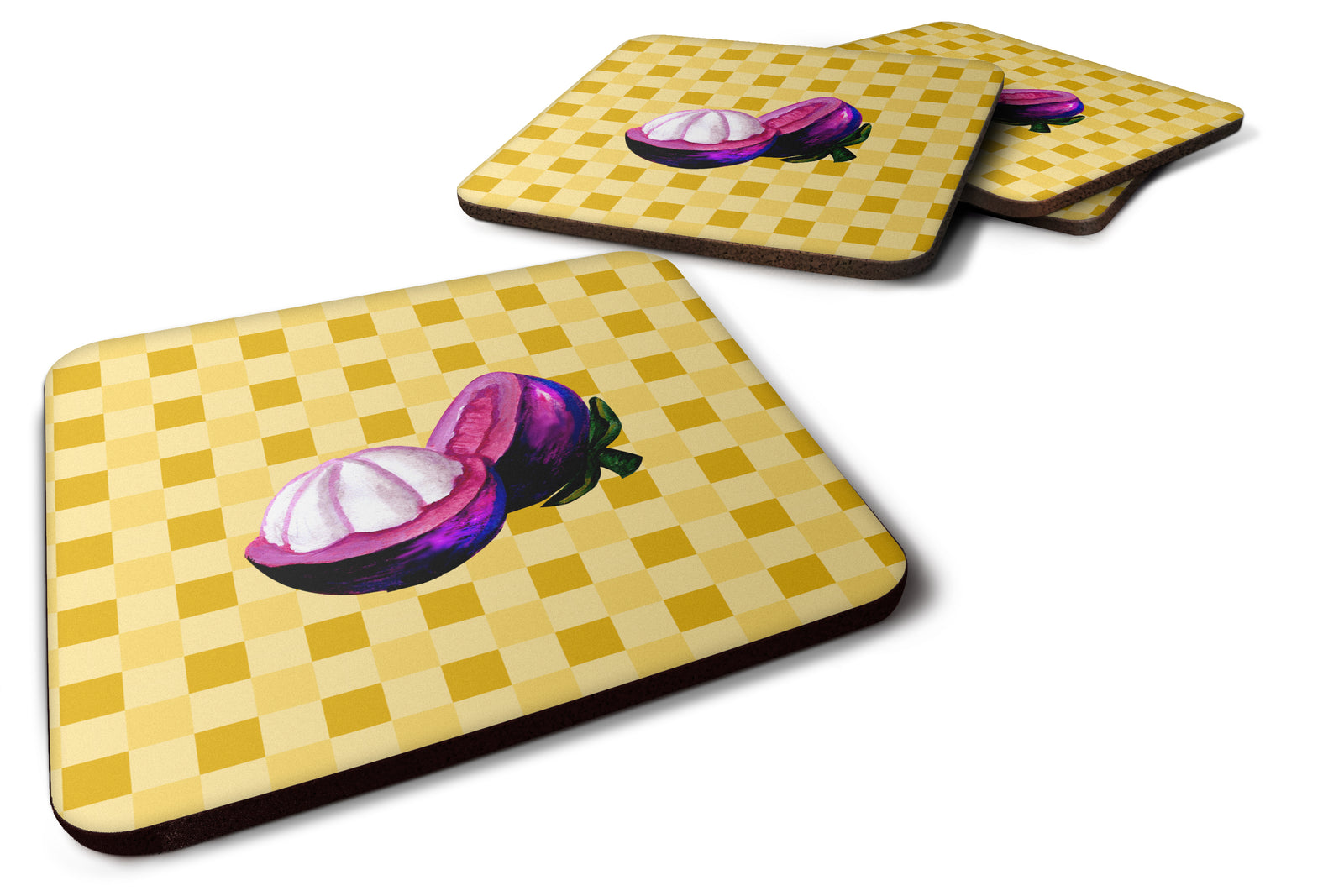 Mangosteen Sliced on Basketweave Foam Coaster Set of 4 BB7235FC - the-store.com