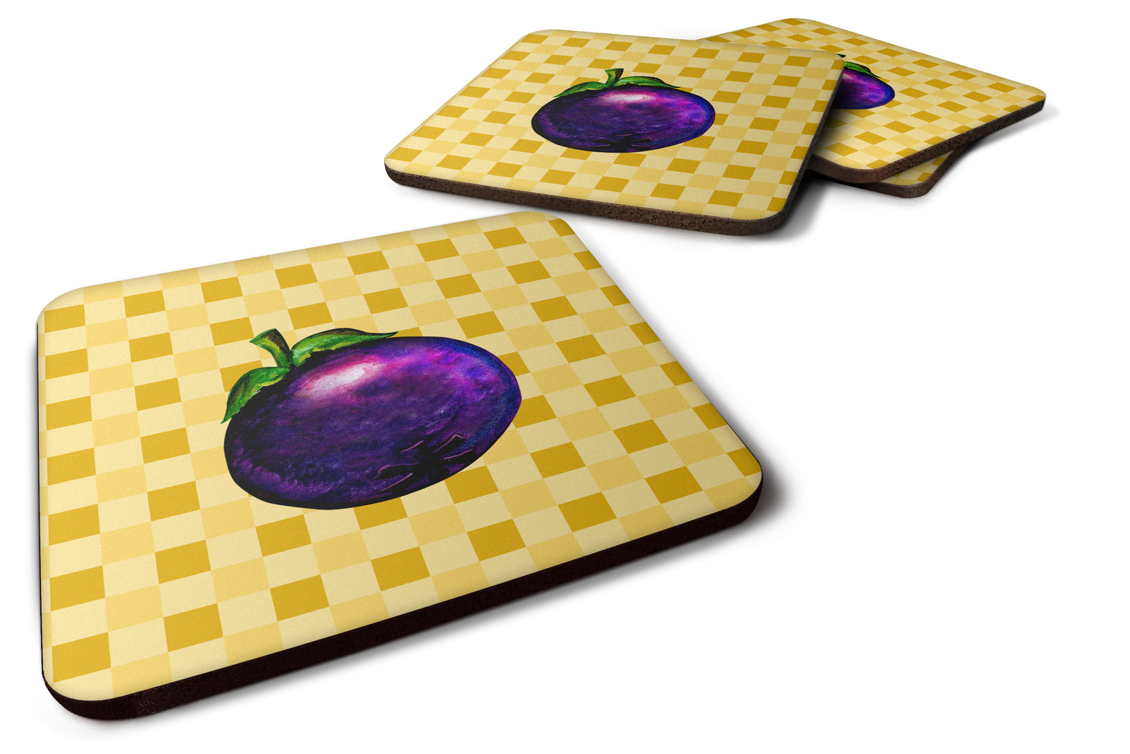 Mangosteen on Basketweave Foam Coaster Set of 4 BB7236FC - the-store.com