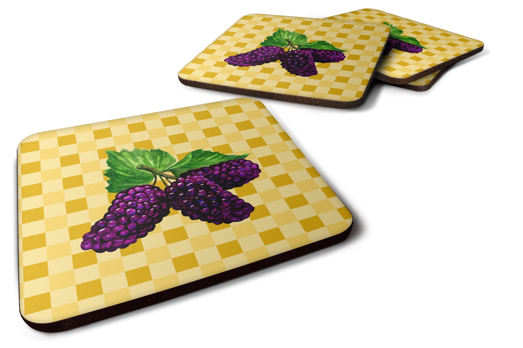 Mulberries on Basketweave Foam Coaster Set of 4 BB7237FC - the-store.com