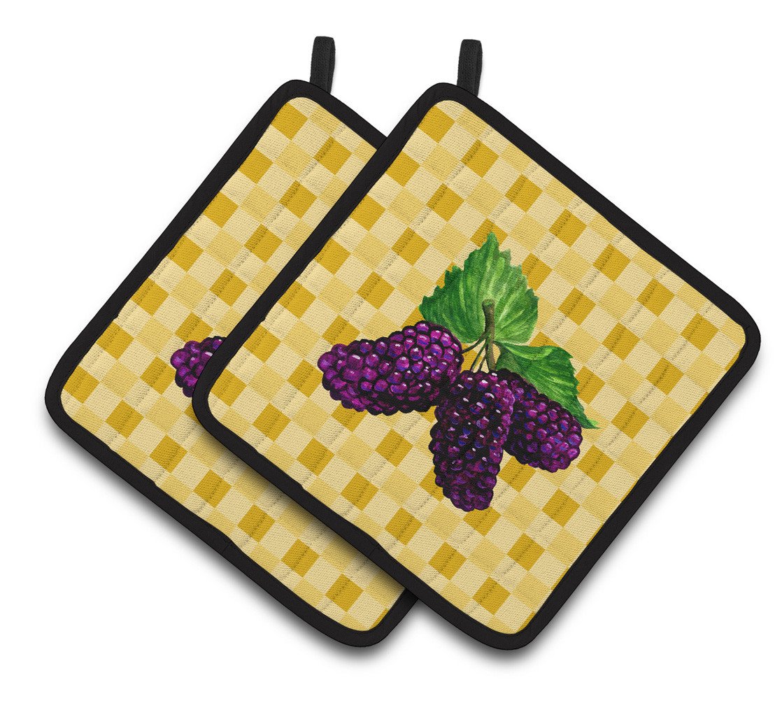 Mulberries on Basketweave Pair of Pot Holders BB7237PTHD by Caroline's Treasures