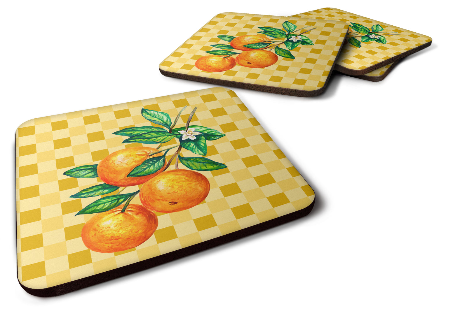 Oranges on Branch on Basketweave Foam Coaster Set of 4 BB7238FC - the-store.com