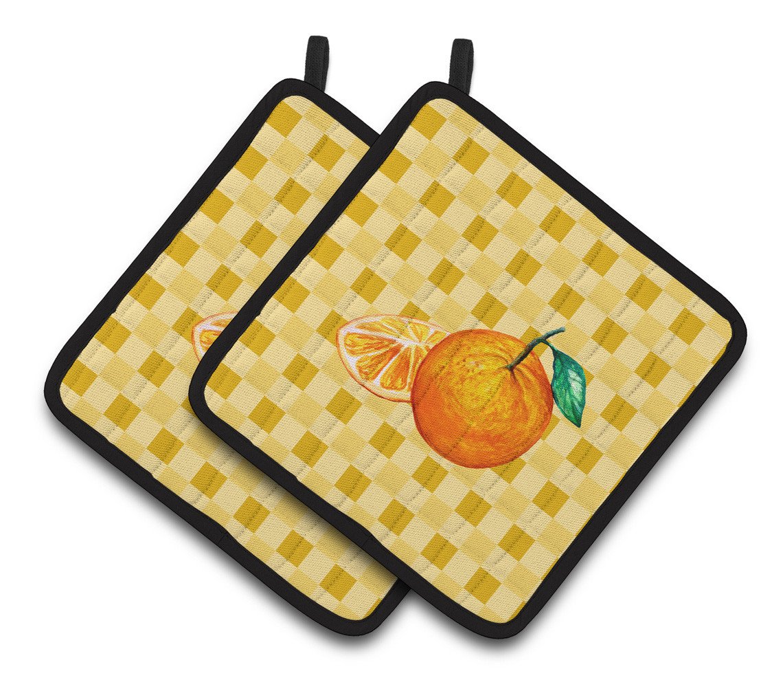 Oranges and Slice on Basketweave Pair of Pot Holders BB7239PTHD by Caroline&#39;s Treasures