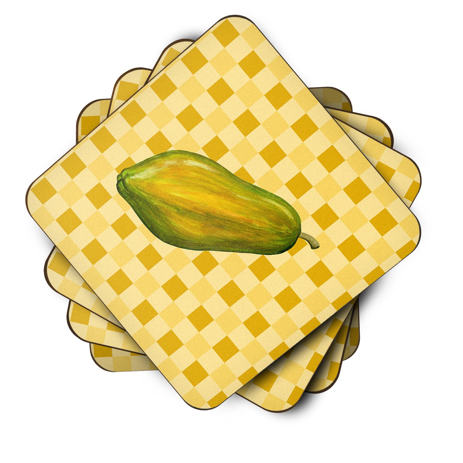 Whole Papaya on Basketweave Foam Coaster Set of 4 BB7241FC - the-store.com