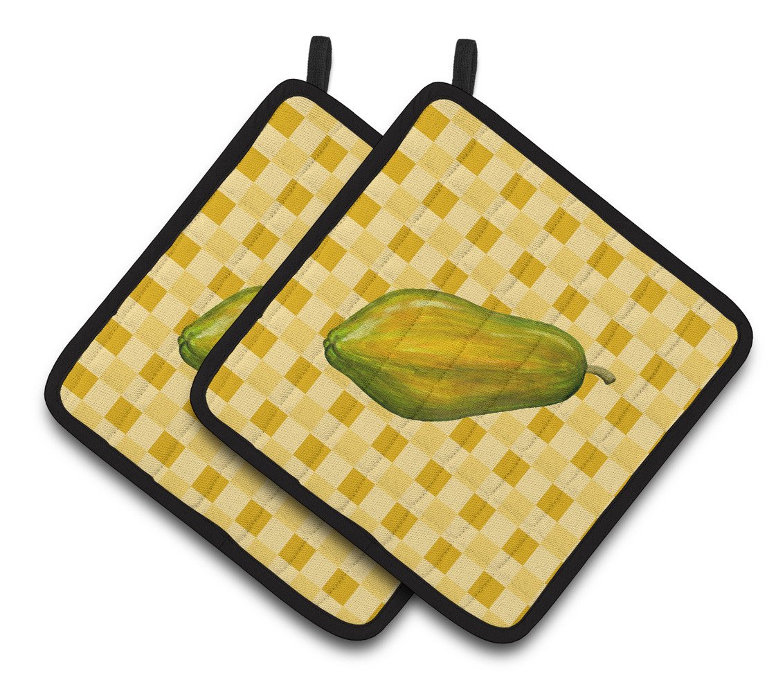 Whole Papaya on Basketweave Pair of Pot Holders BB7241PTHD by Caroline's Treasures