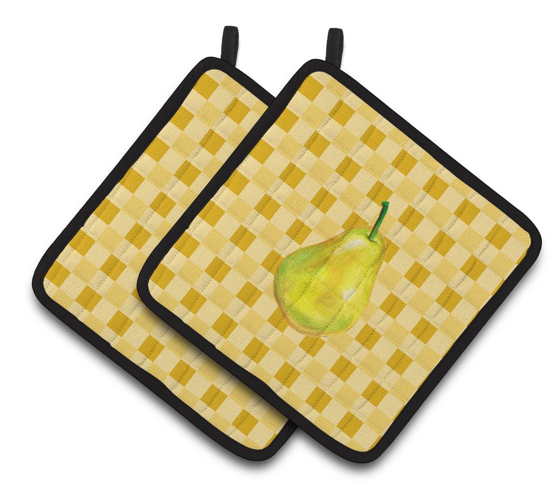 Whole Pear on Basketweave Pair of Pot Holders BB7243PTHD by Caroline&#39;s Treasures