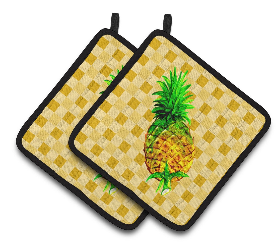 Whole Pineapple on Basketweave Pair of Pot Holders BB7245PTHD by Caroline's Treasures